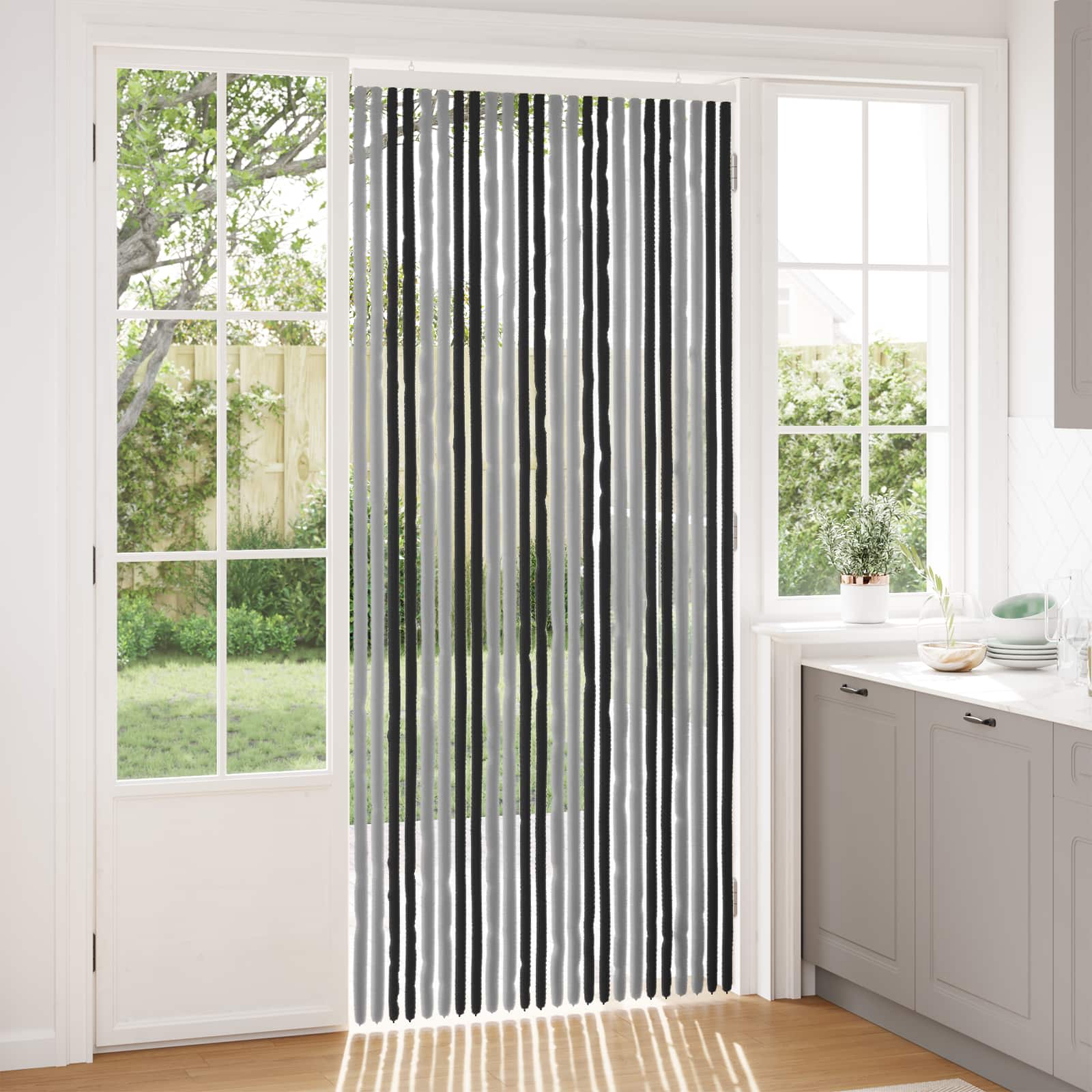 Tenda per insetti in chenille Grigio e Nero 100 x 230 cm