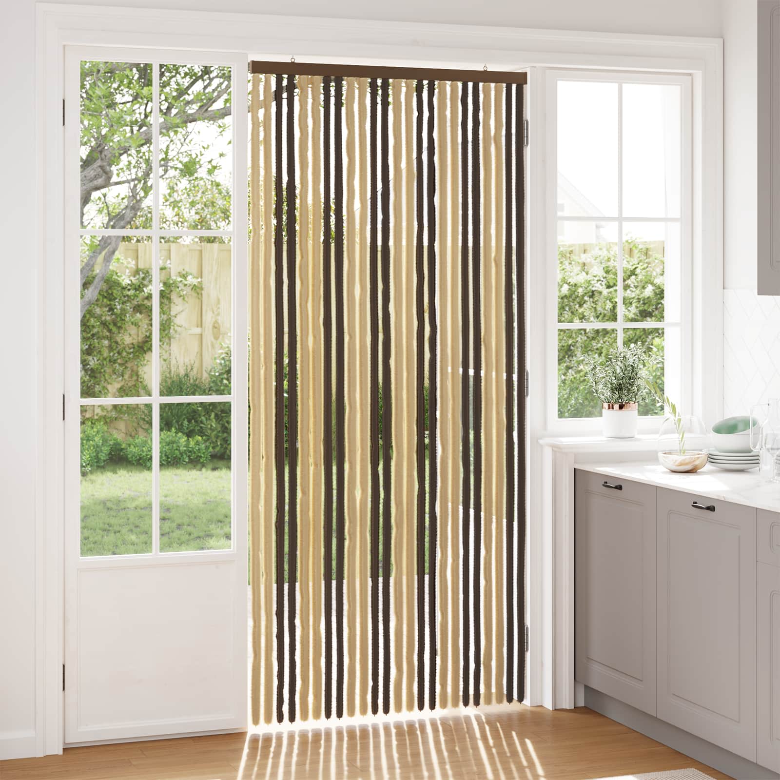 Tenda per insetti in chenille Marrone scuro e beige