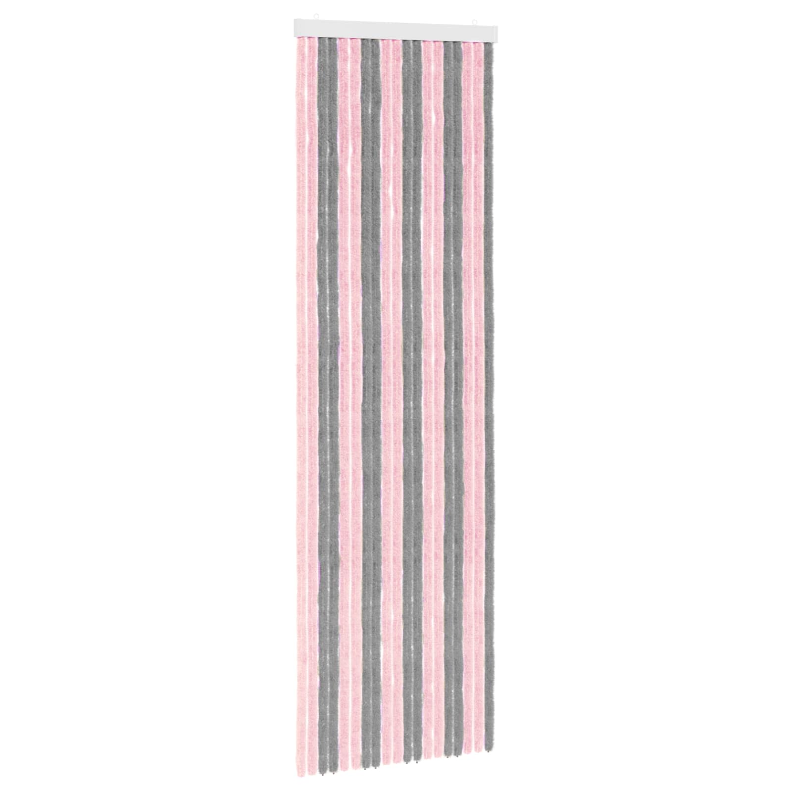 Tenda per insetti in chenille Grigio Argento e Rosa 56 x 185 cm
