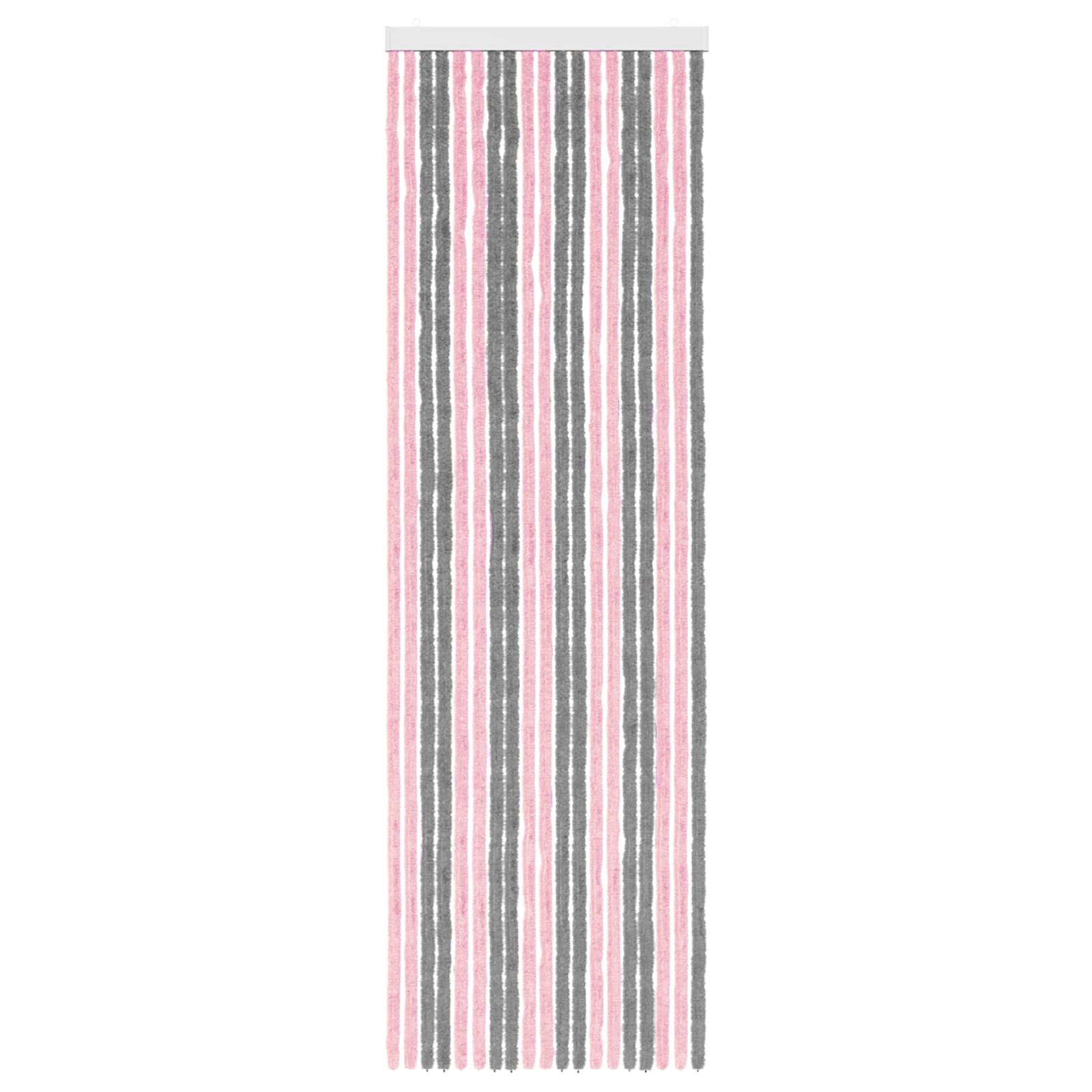 Tenda per insetti in chenille Grigio Argento e Rosa 56 x 185 cm