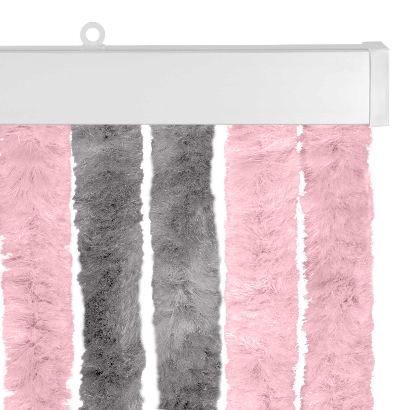 Tenda per insetti in chenille Grigio Argento e Rosa 56 x 185 cm