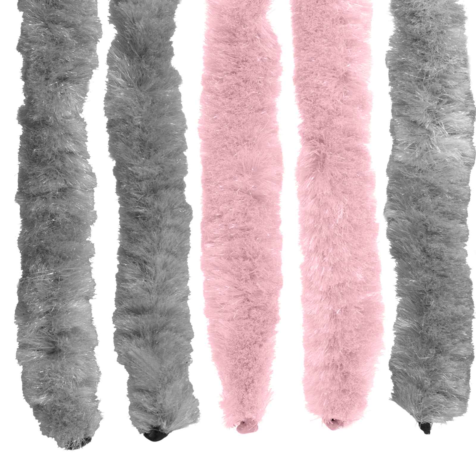 Tenda per insetti in chenille Grigio Argento e Rosa 56 x 185 cm