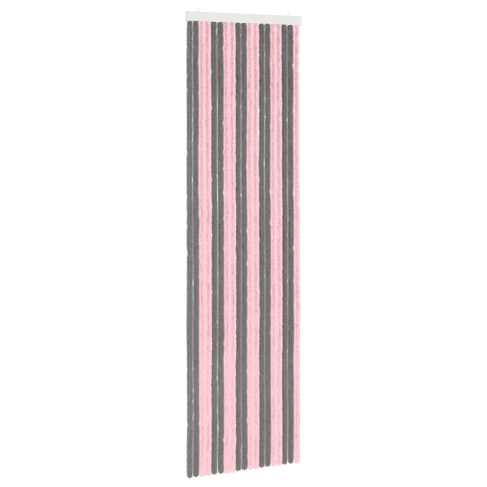 Tenda per insetti in chenille Grigio Argento e Rosa 56 x 200 cm