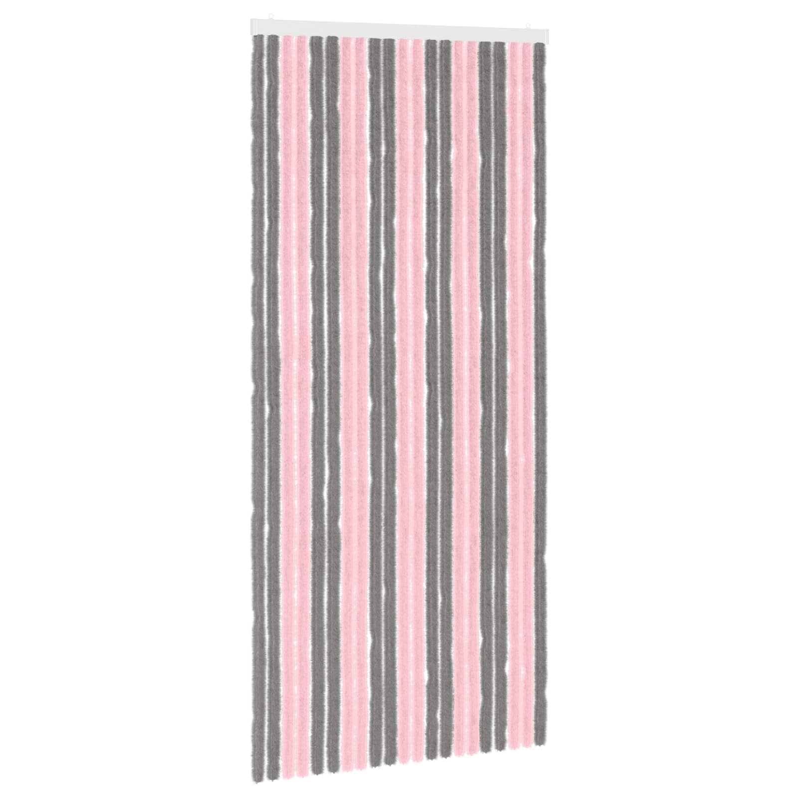 Tenda per insetti in chenille Grigio Argento e Rosa 90 x 200 cm