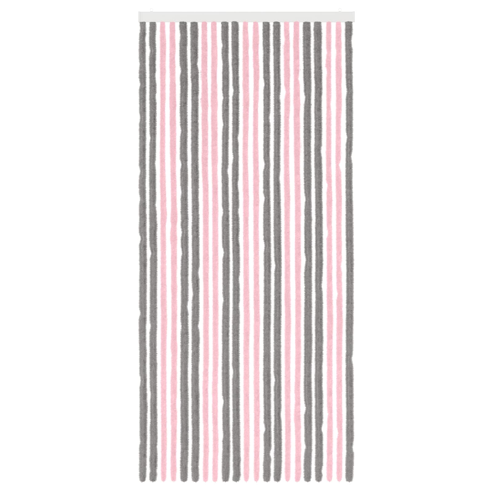 Tenda per insetti in chenille Grigio Argento e Rosa 90 x 200 cm