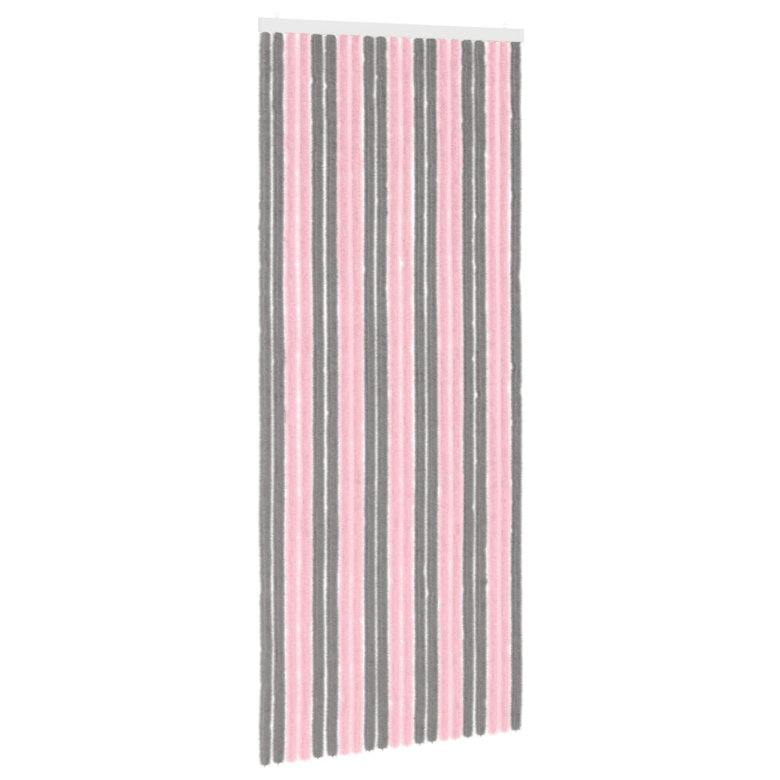Tenda per insetti in chenille Grigio Argento e Rosa 90 x 220 cm