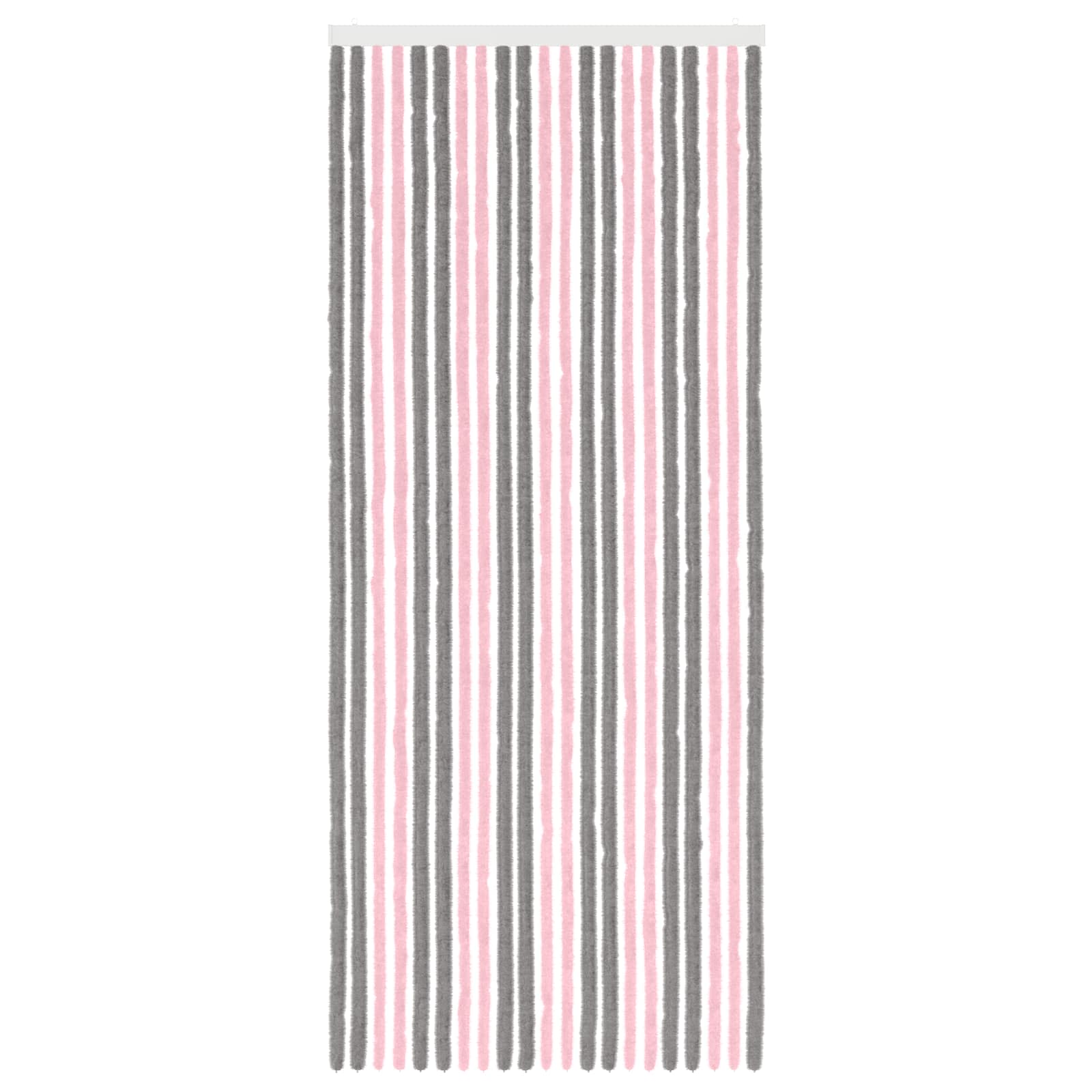 Tenda per insetti in chenille Grigio Argento e Rosa 90 x 220 cm