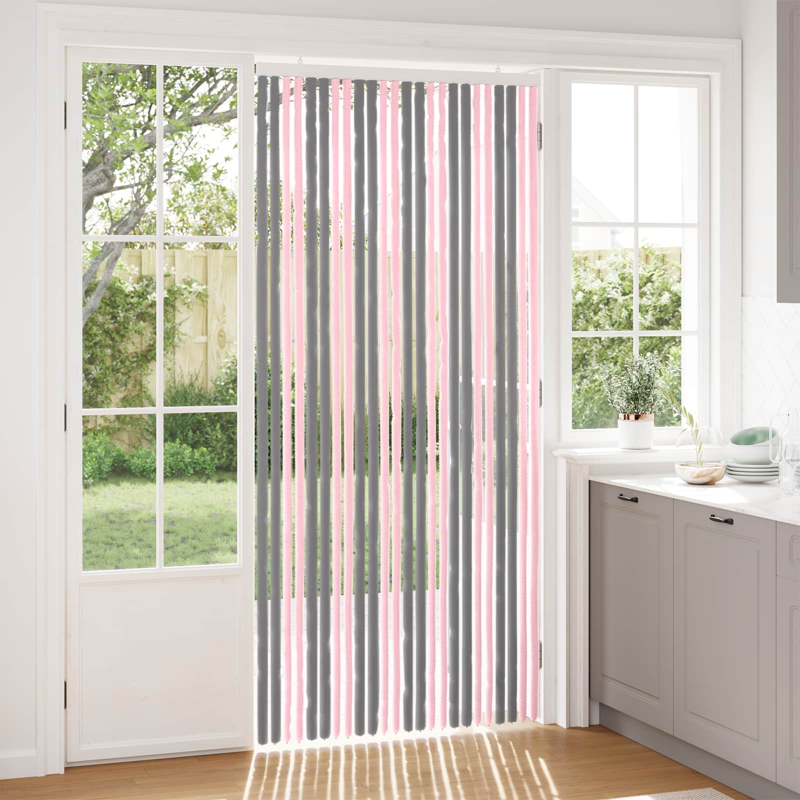 Tenda per insetti in chenille Grigio Argento e Rosa