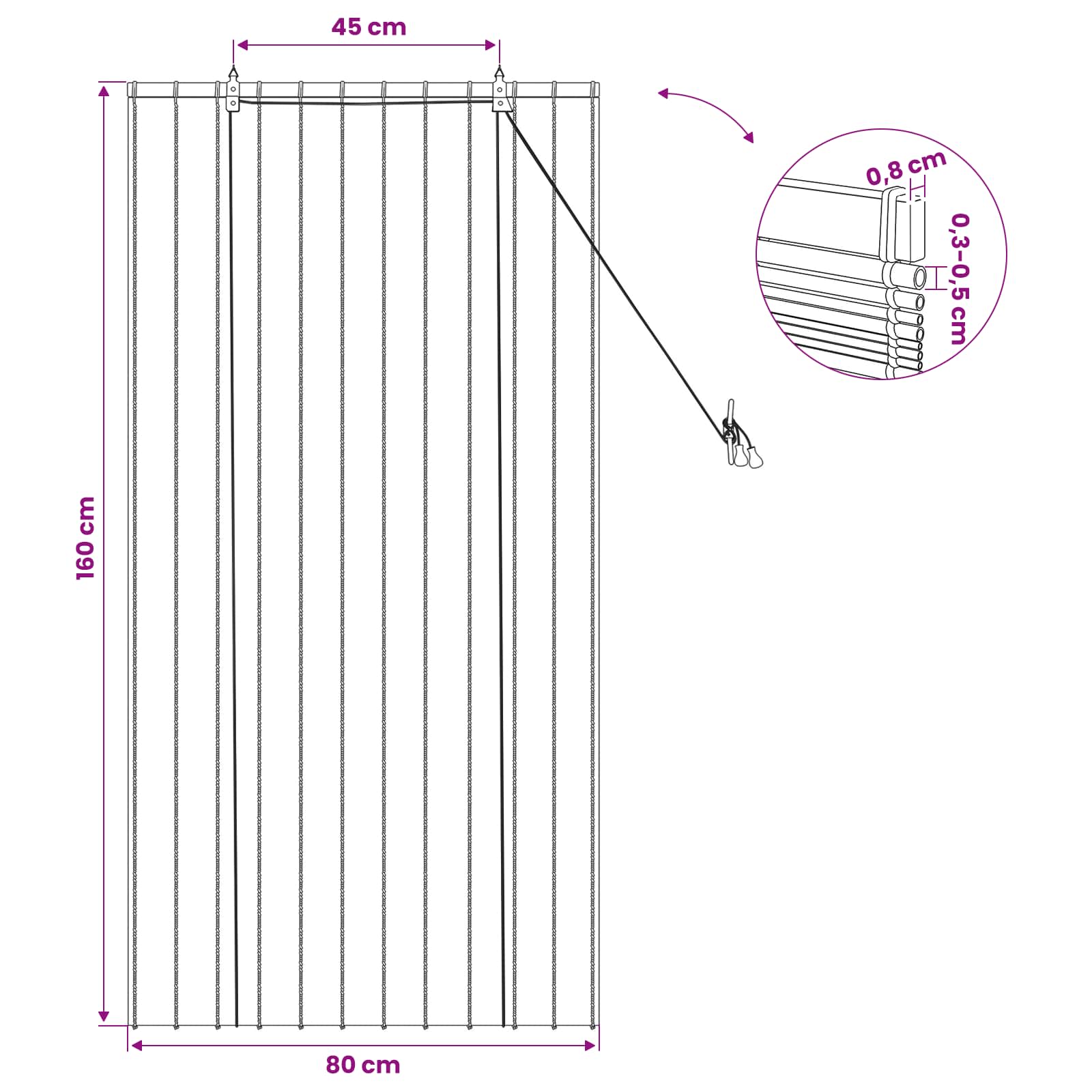 Tenda a rullo Naturale 80 x 160 cm Giunco