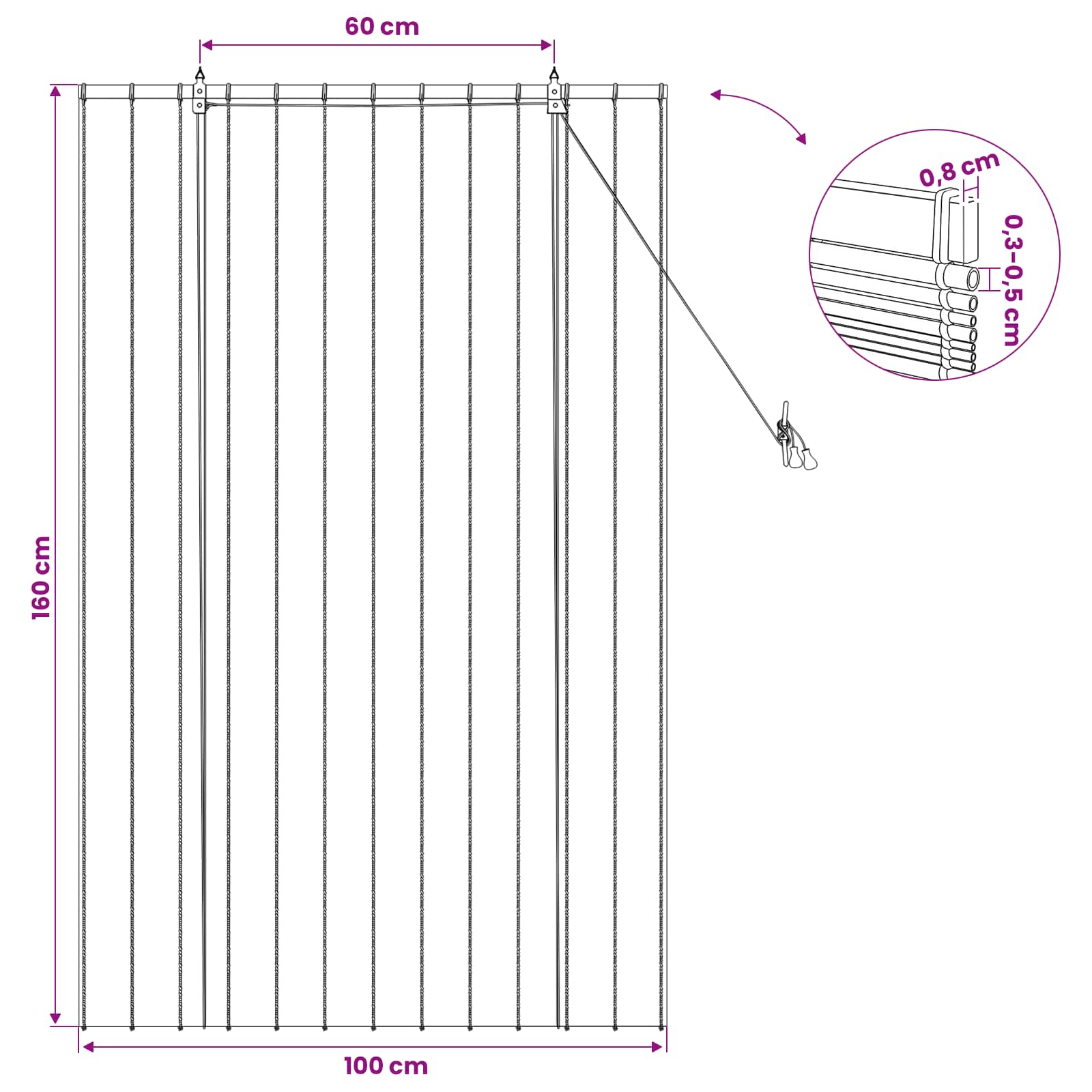 Tenda a rullo Naturale 100 x 160 cm Giunco