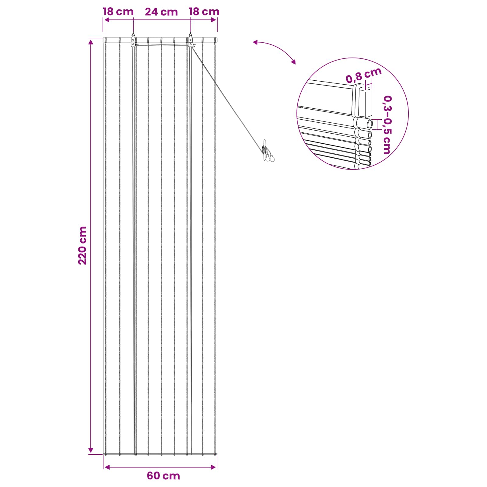 Tenda a rullo Naturale 60 x 220 cm Giunco