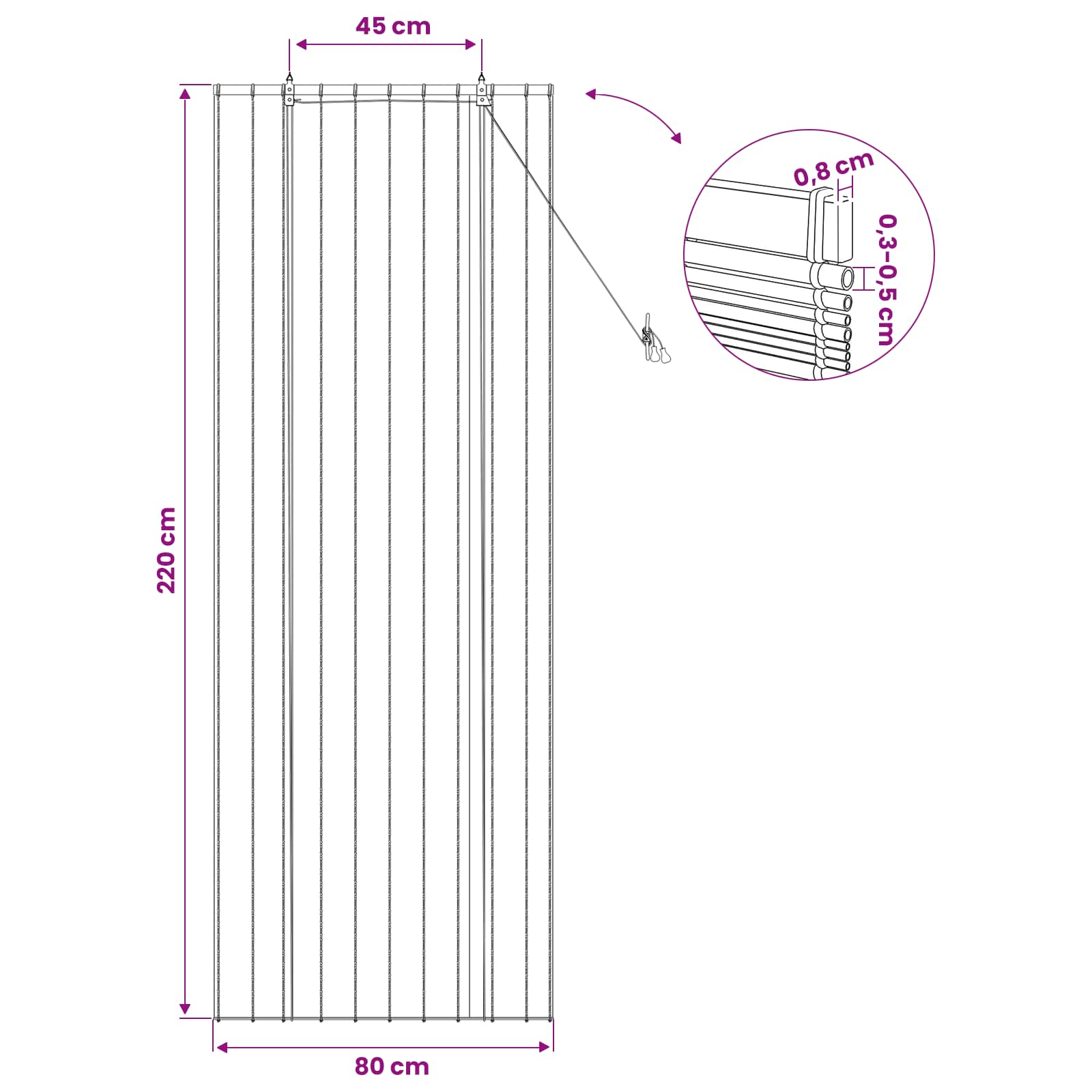 Tenda a rullo Naturale 80 x 220 cm Giunco