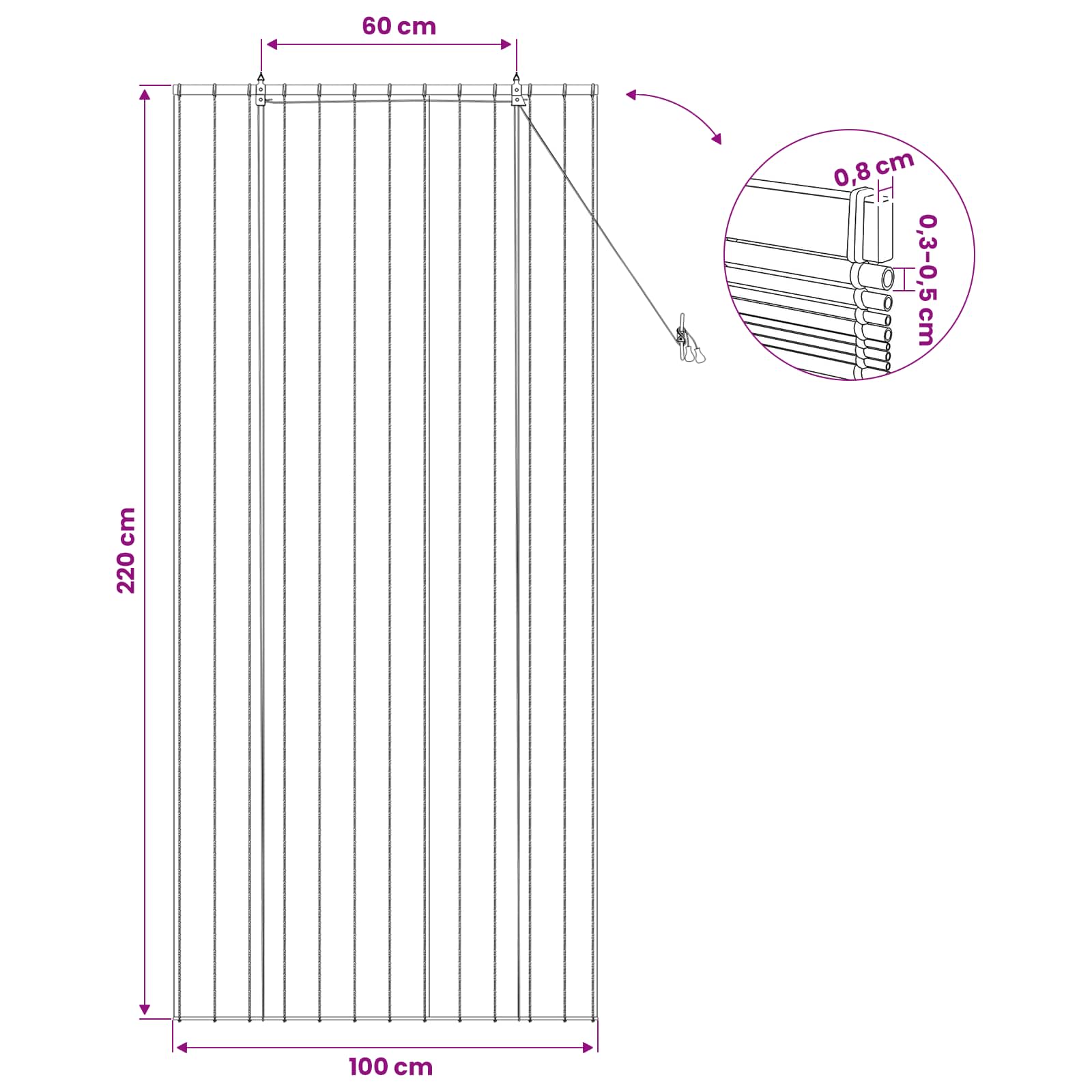 Tenda a rullo Naturale 100 x 220 cm Giunco