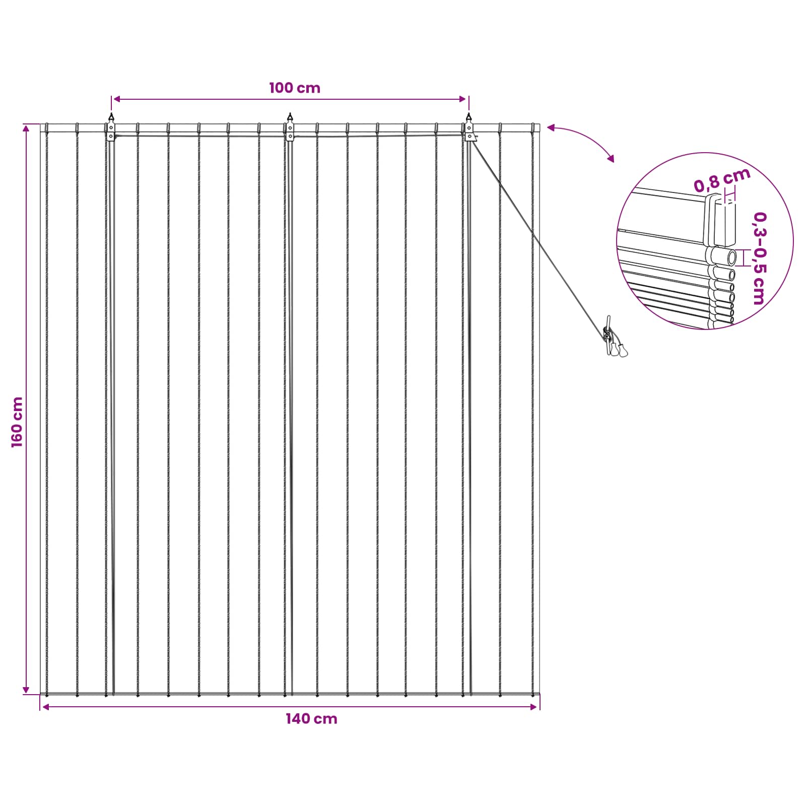 Tenda a rullo Marrone 140 x 160 cm Giunco