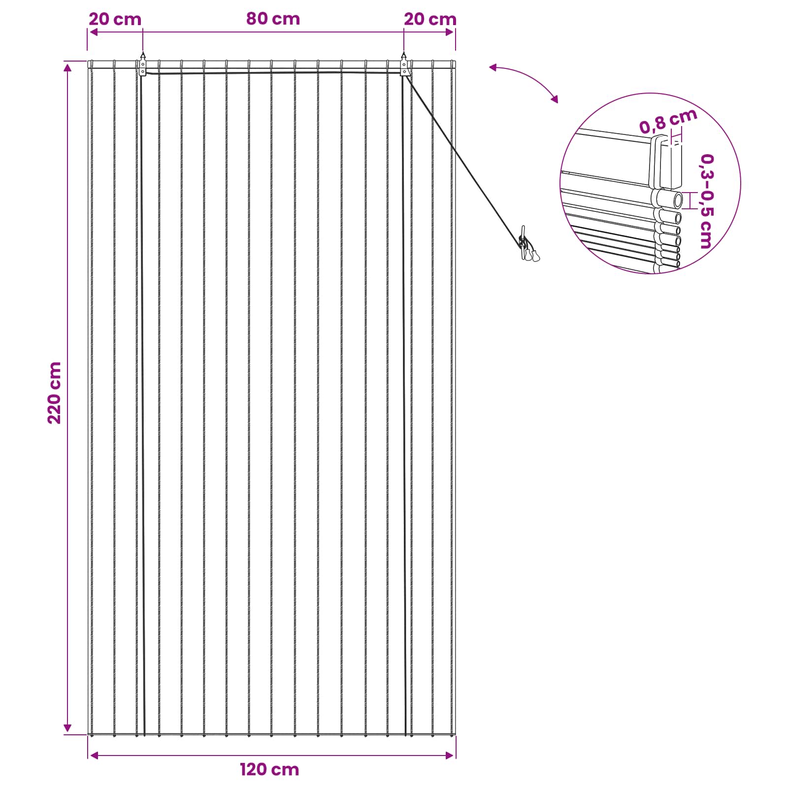 Tenda a rullo Marrone 120 x 220 cm Giunco