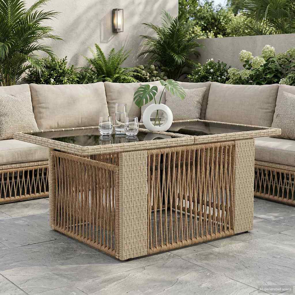 Tavolo da giardino sollevabile Beige 100 x 55 x 37 cm