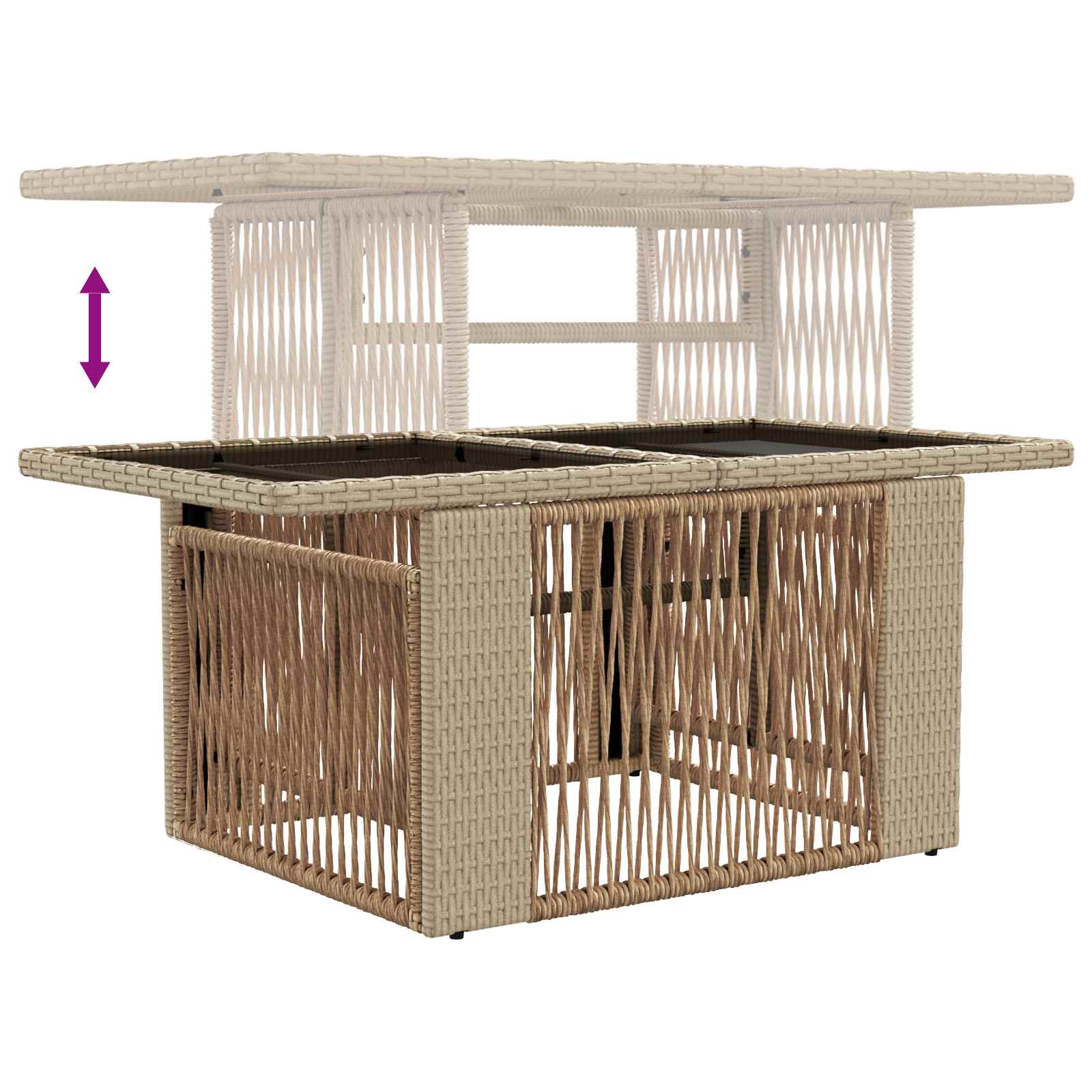Tavolo da giardino sollevabile Beige 100 x 55 x 37 cm