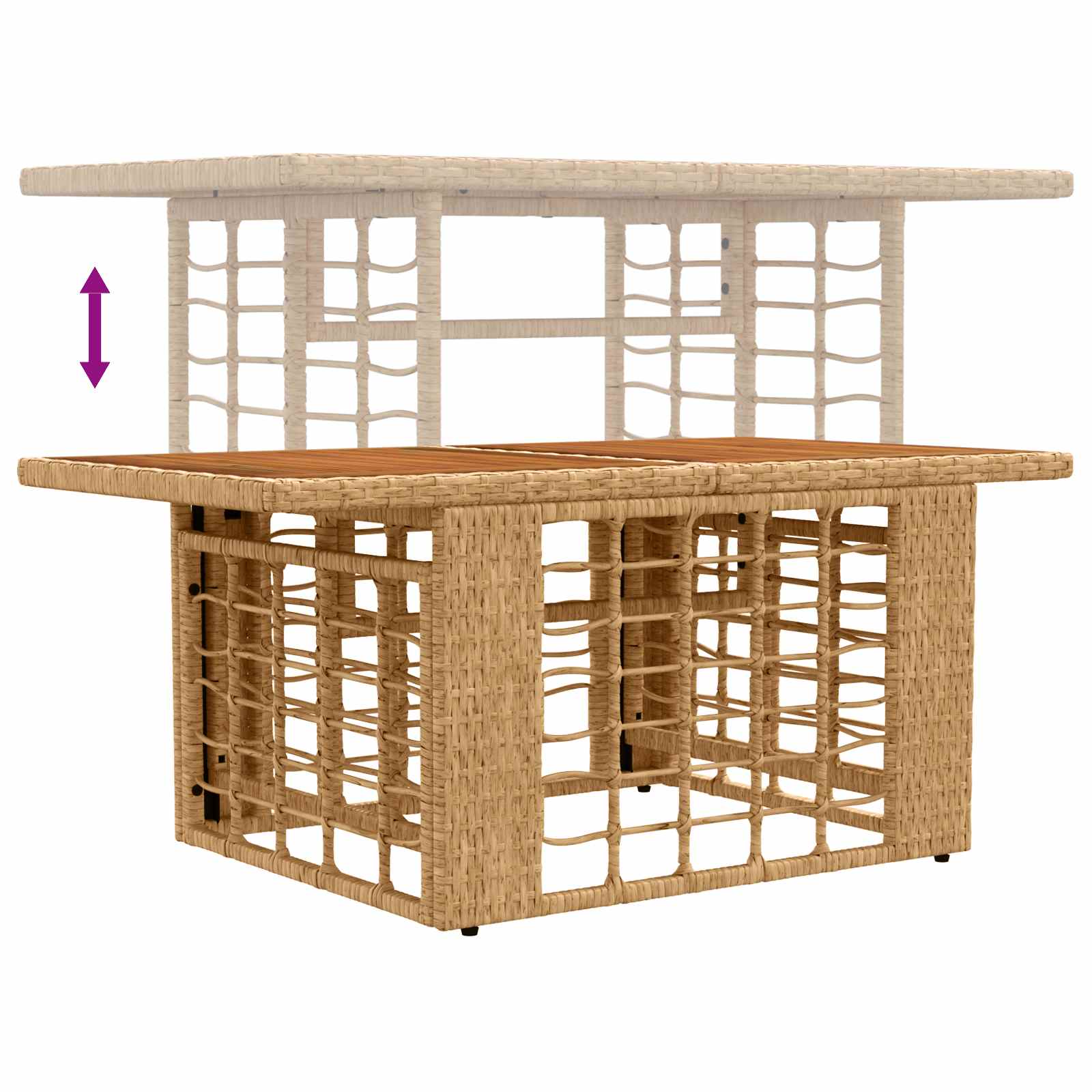 Tavolo da giardino sollevabile Naturale 100 x 55 x 37 cm