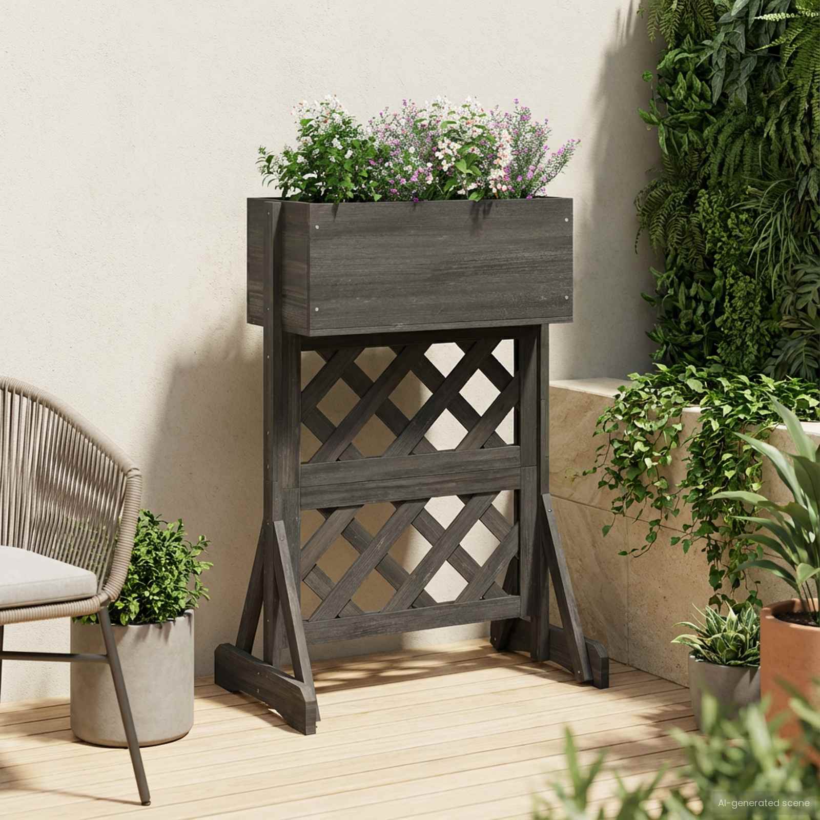 Trellis da Giardino Verticale Grigio 48 x 30 x 70,5 cm