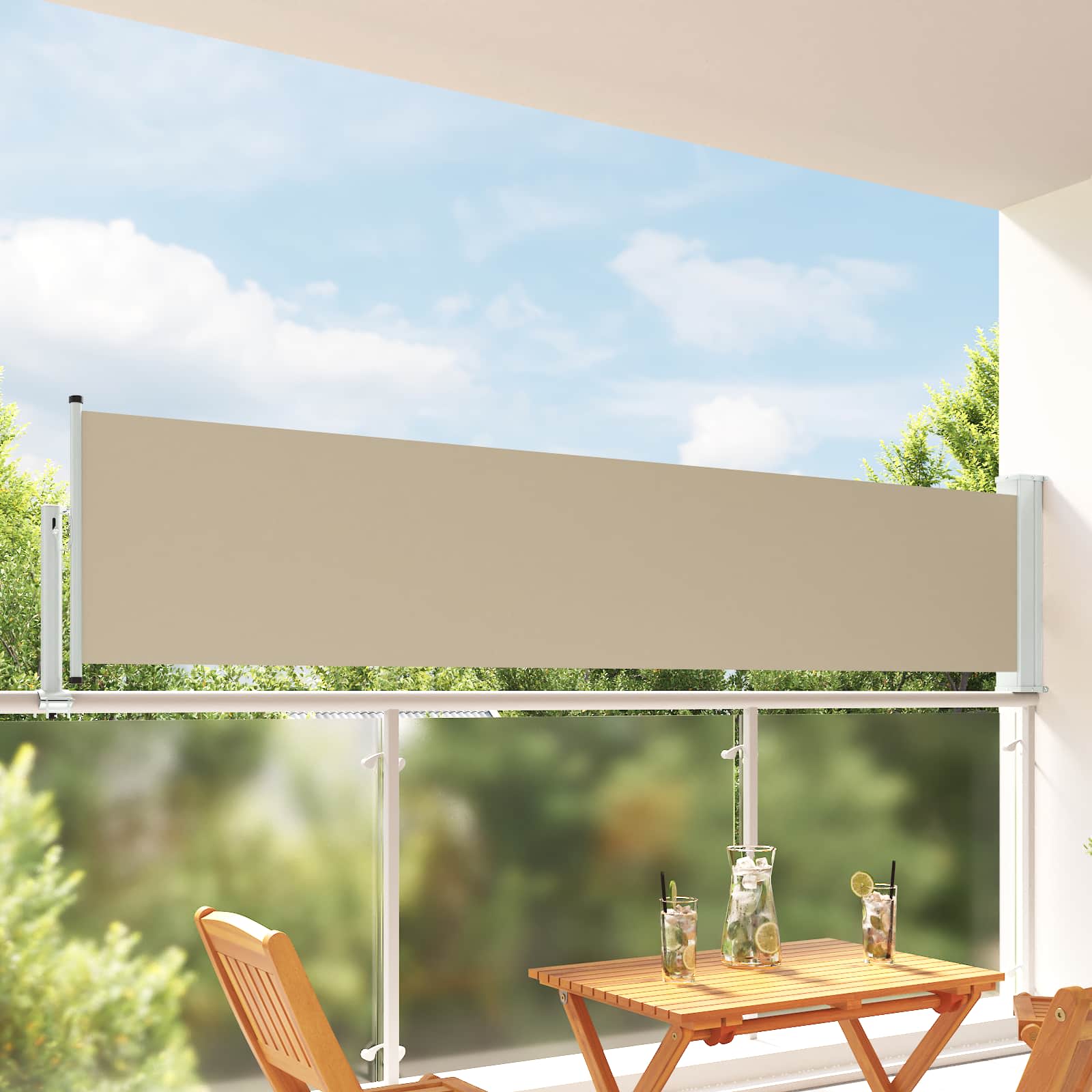 Tenda laterale 100 x 300 cm 100% poliestere ferro acciaio