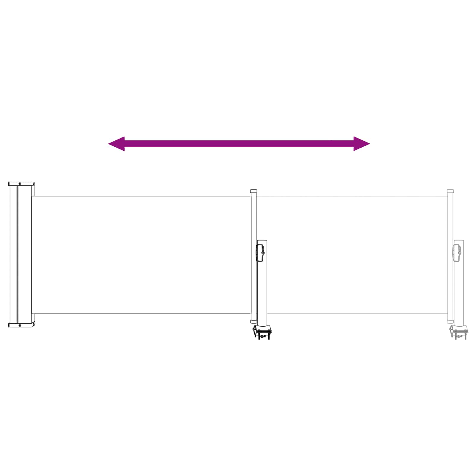 Tenda laterale 100 x 300 cm 100% poliestere ferro acciaio