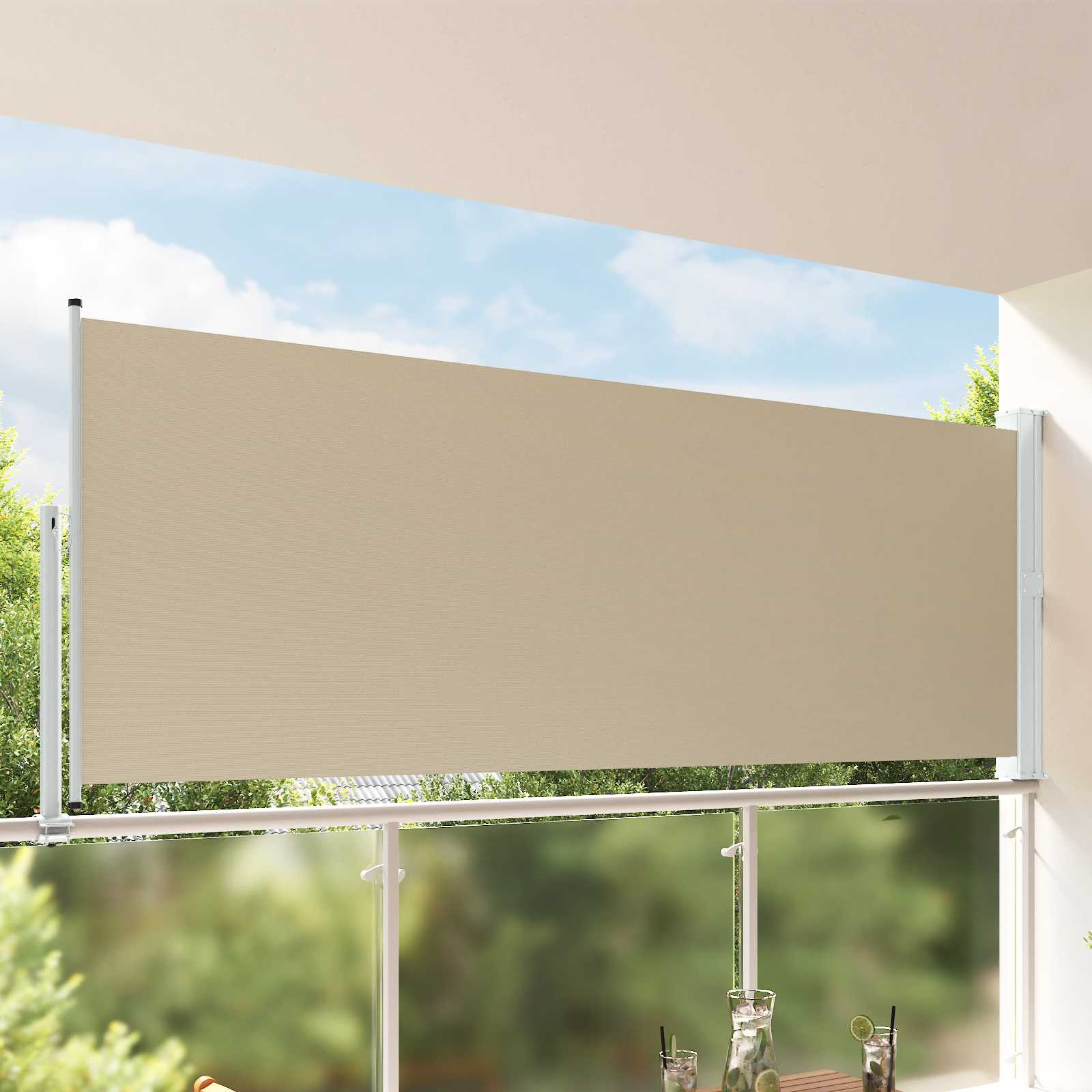 Tenda laterale 140 x 300 cm 100% poliestere ferro acciaio