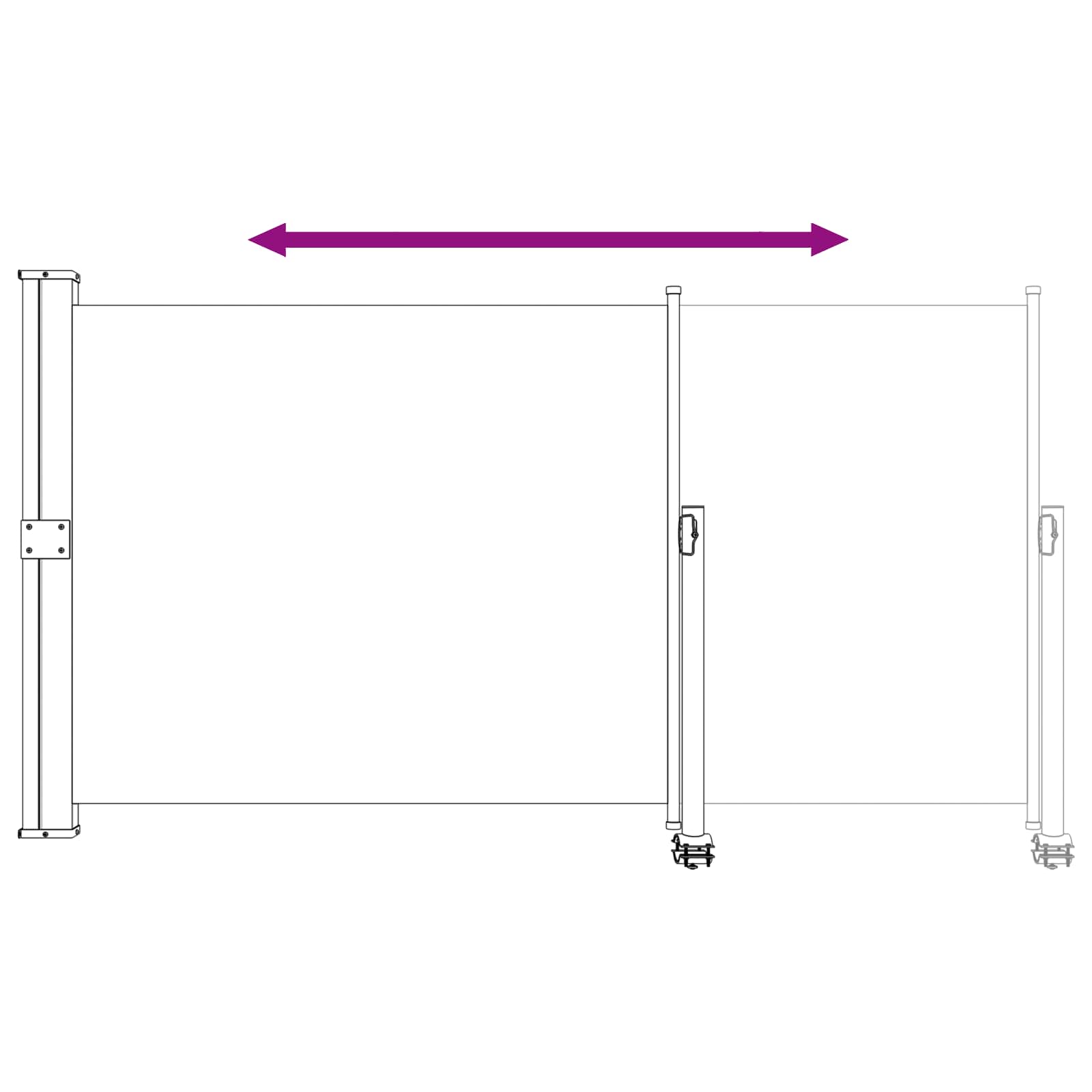 Tenda laterale 140 x 300 cm 100% poliestere ferro acciaio