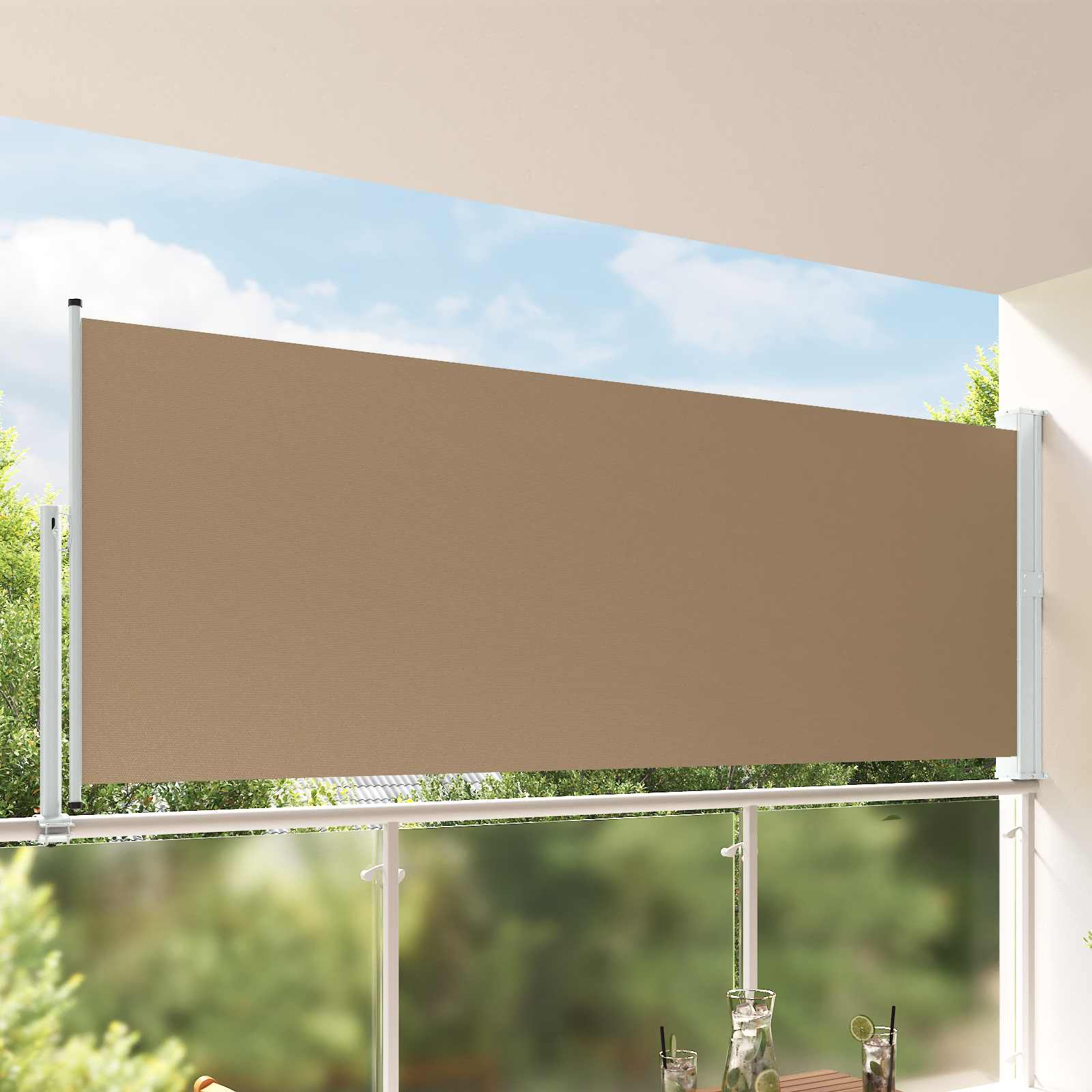 Tenda laterale 160 x 300 cm 100% poliestere ferro acciaio
