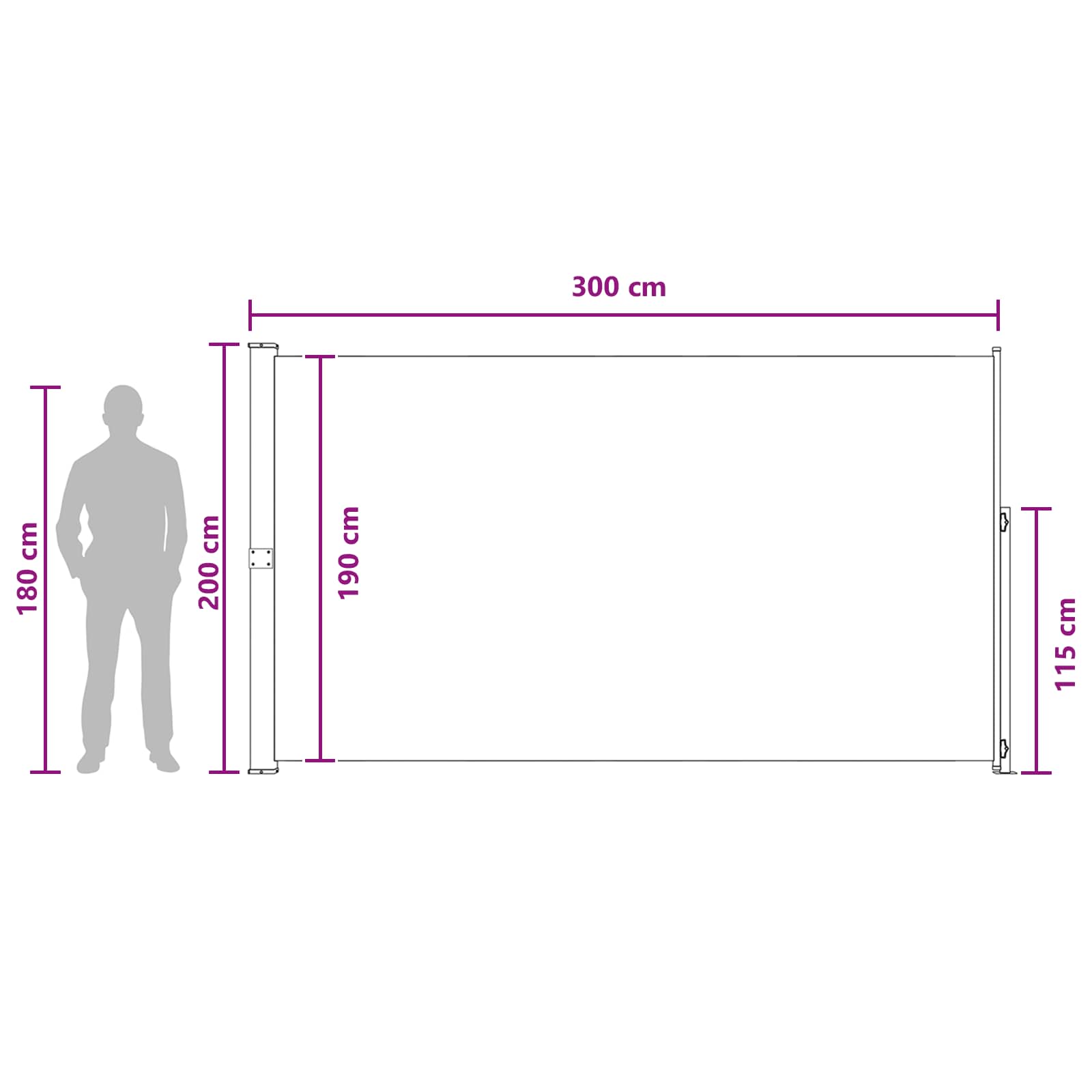 Tenda laterale retrattile Rettangolare 200 x 300 cm