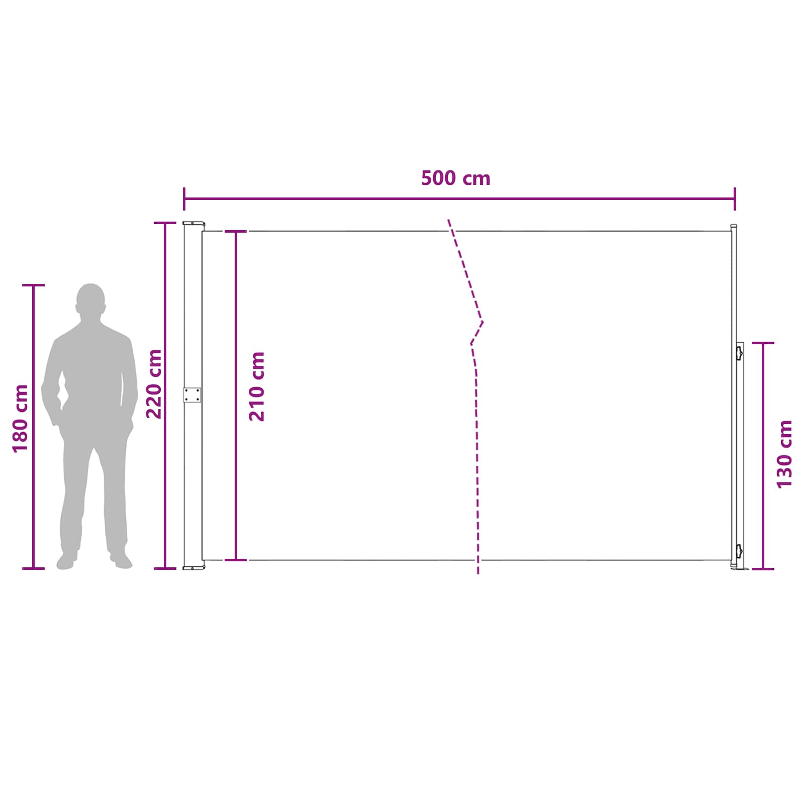 Tenda laterale retrattile Rettangolare 220 x 500 cm