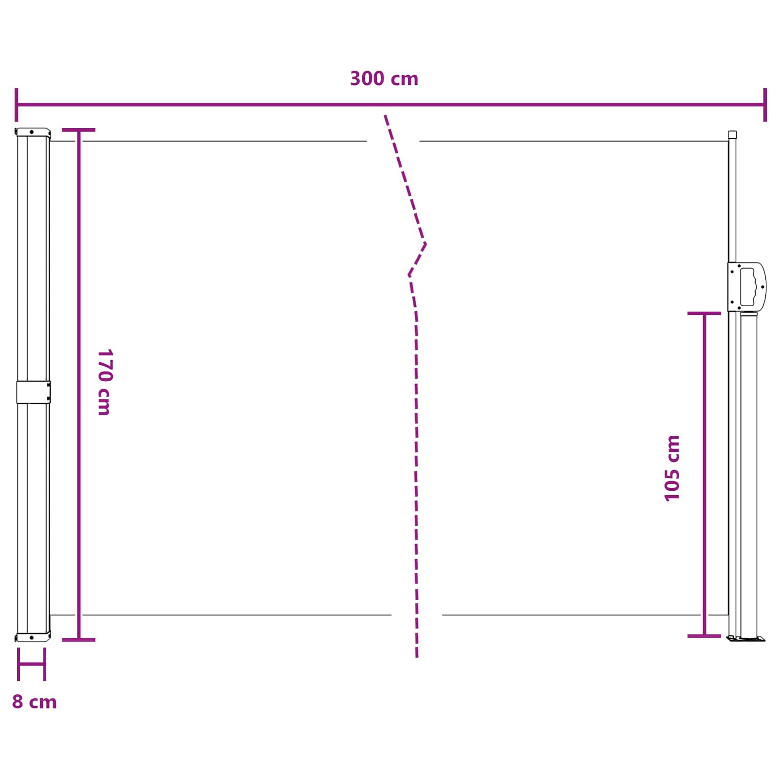 Tenda laterale retrattile 300 x 170 cm Poliestere Rettangolare