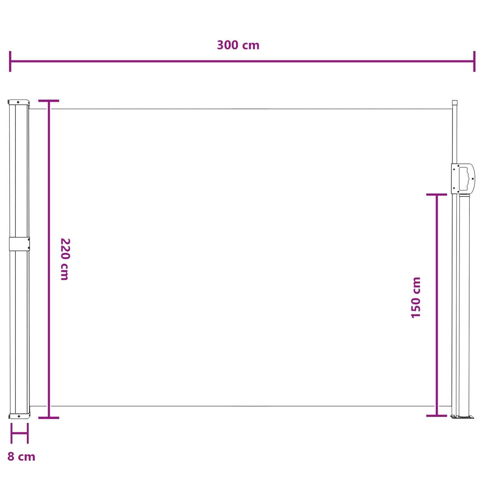 Tenda laterale retrattile 300 x 220 cm Poliestere Rettangolare