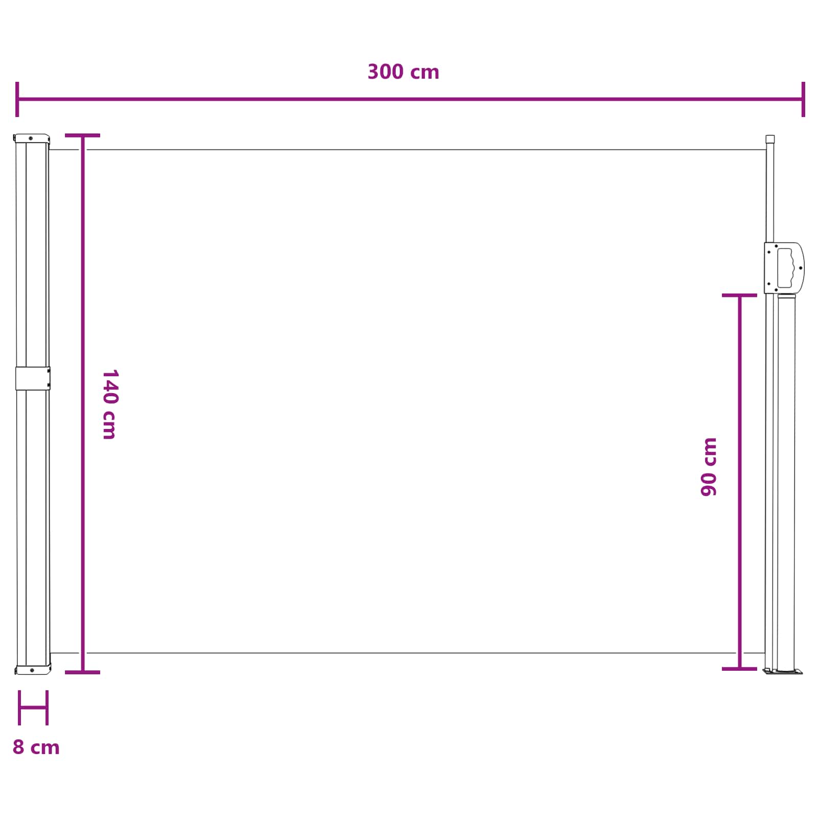 Tenda laterale retrattile 140 x 300 cm