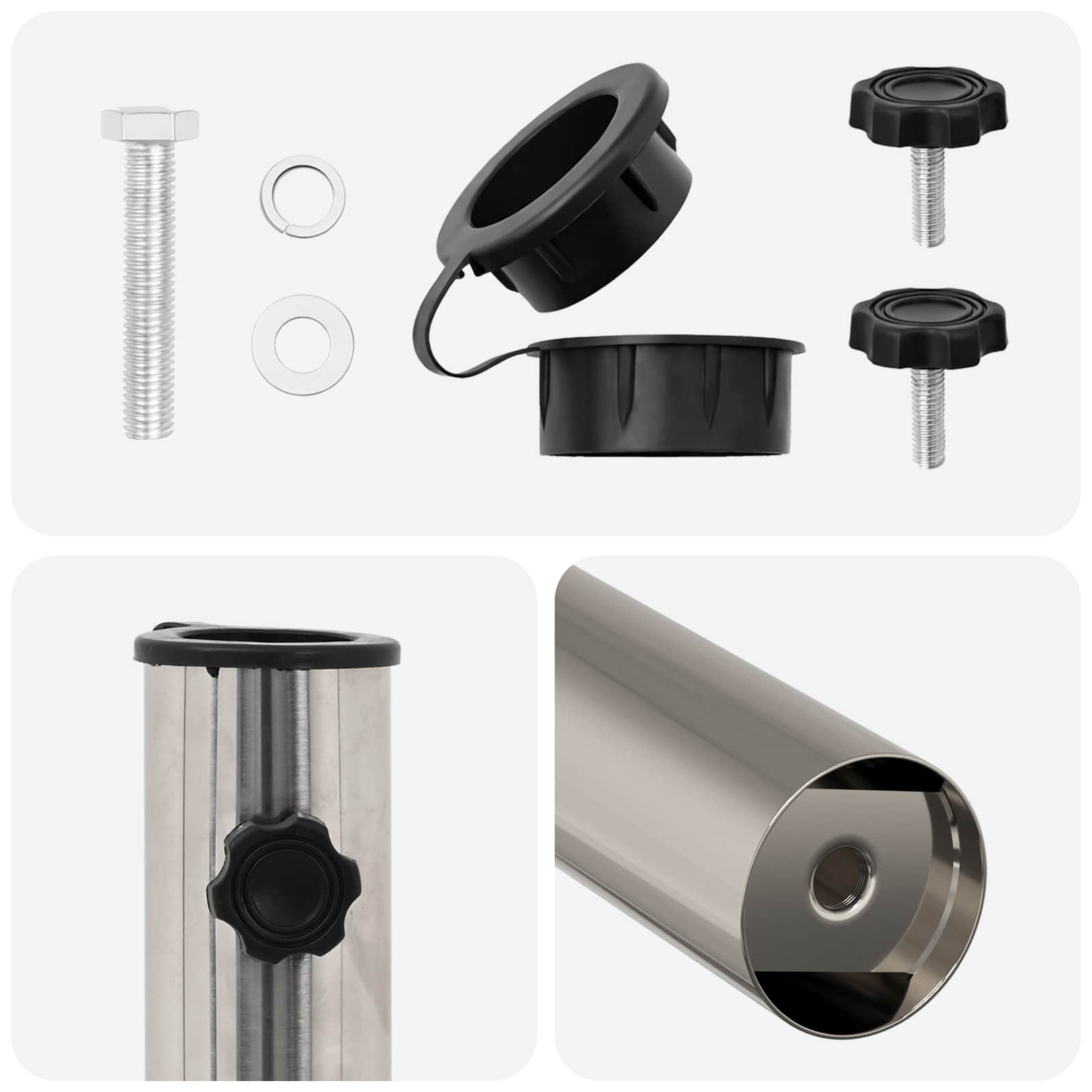 Tubo base per parasole 0.63 kg Acciaio inossidabile naturale