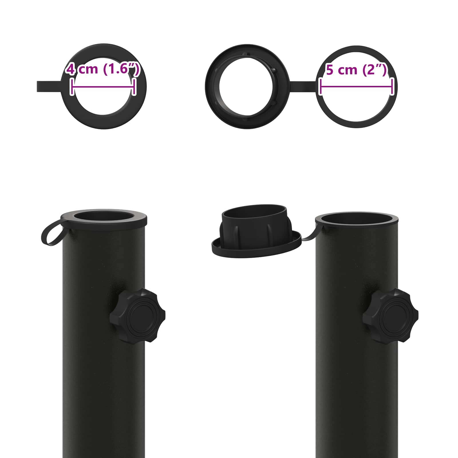 Tubo base per parasole 0.6 kg Nero Ferro for 40-50 mm Pole
