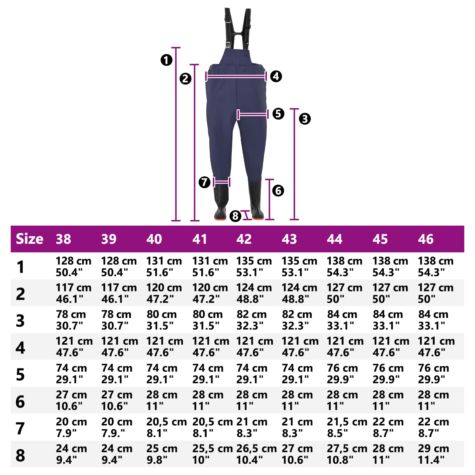 Stivali da pesca con pantaloni Taglia 43 Blu