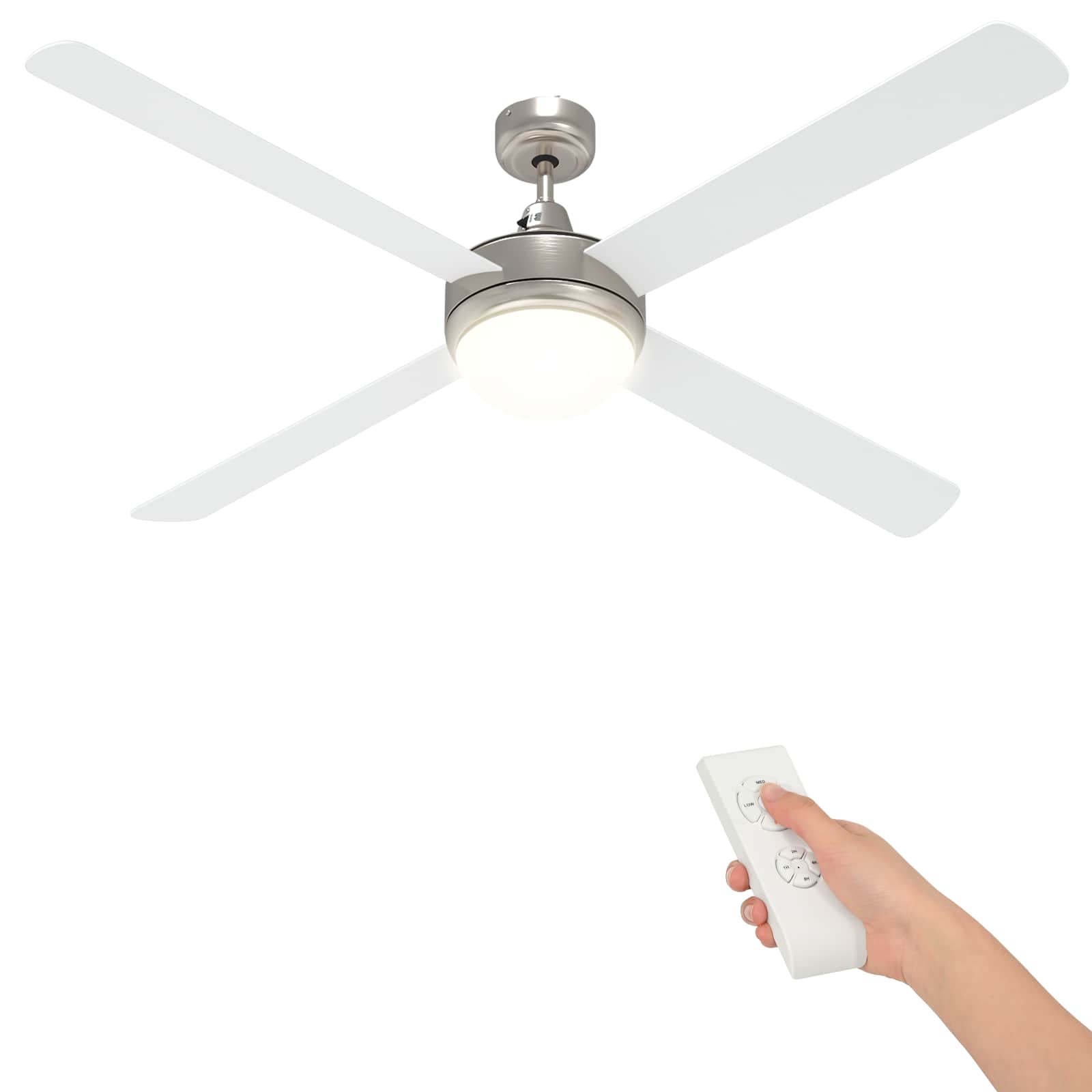 Ventilatore da soffitto con luce e telecomando Ø 130 cm Bianco