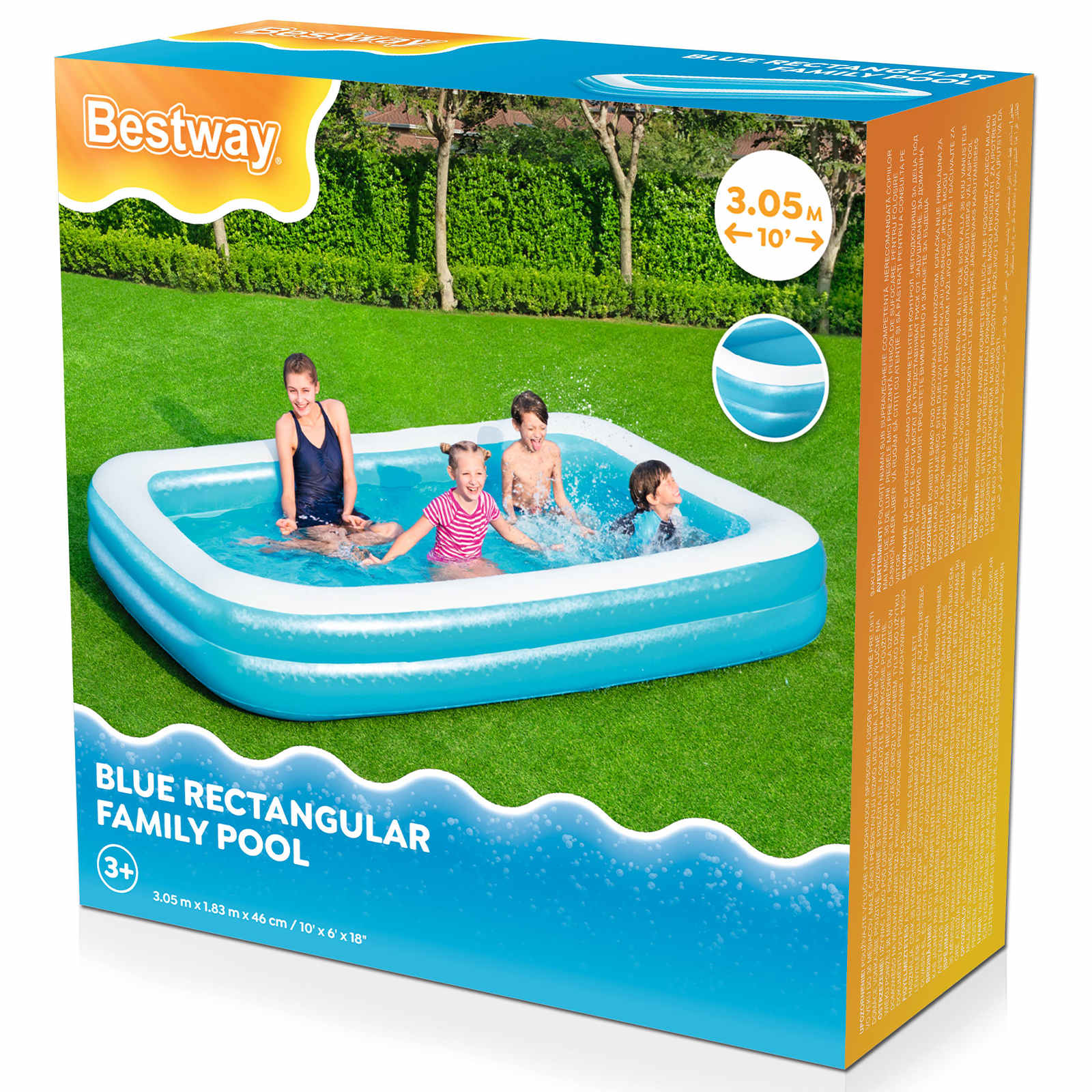 Bestway Piscina Gonfiabile 305 x 183 x 46 cm Rettangolare per Blu