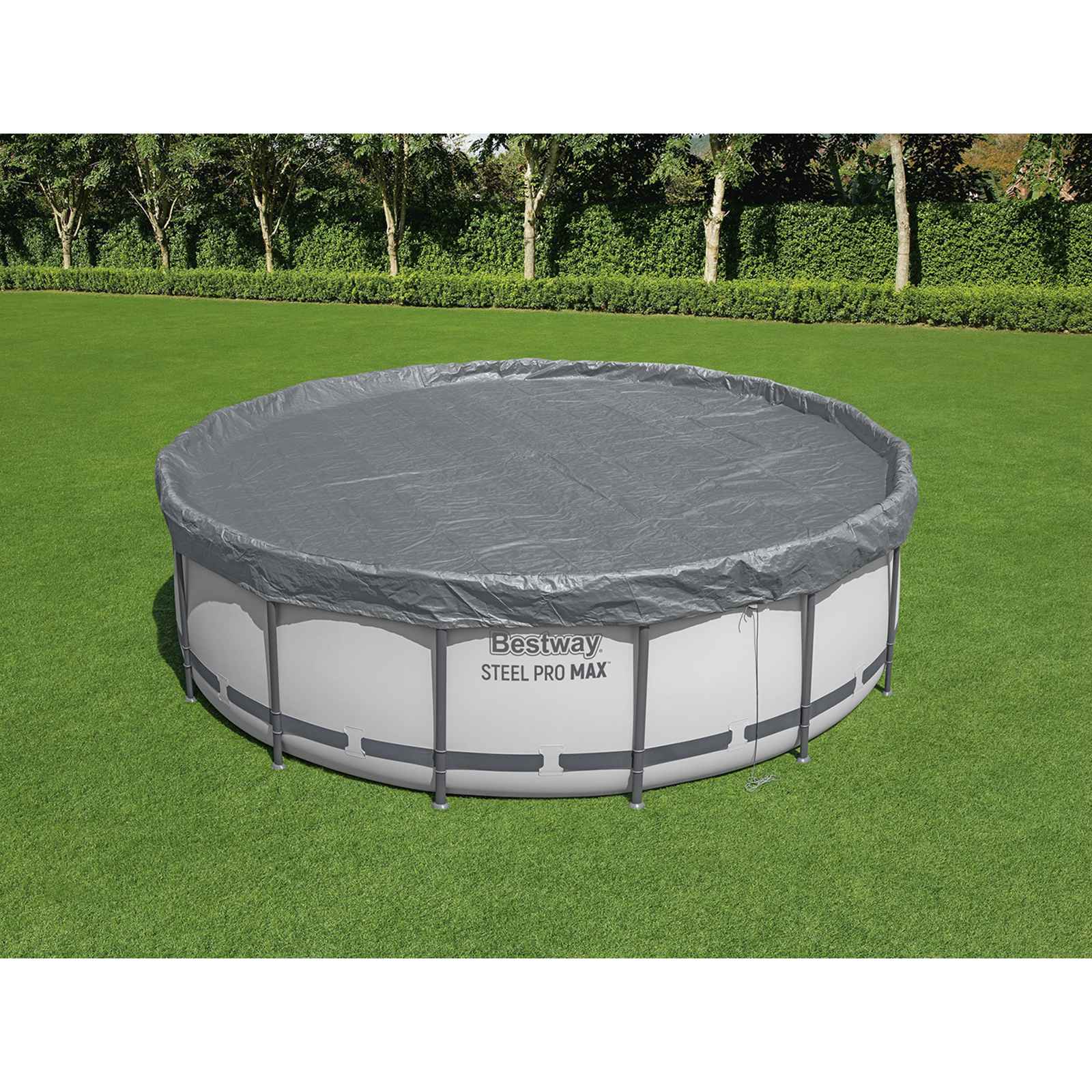 Bestway Copertura per piscina Ø4,27 m Rotondo Poliestere Grigio
