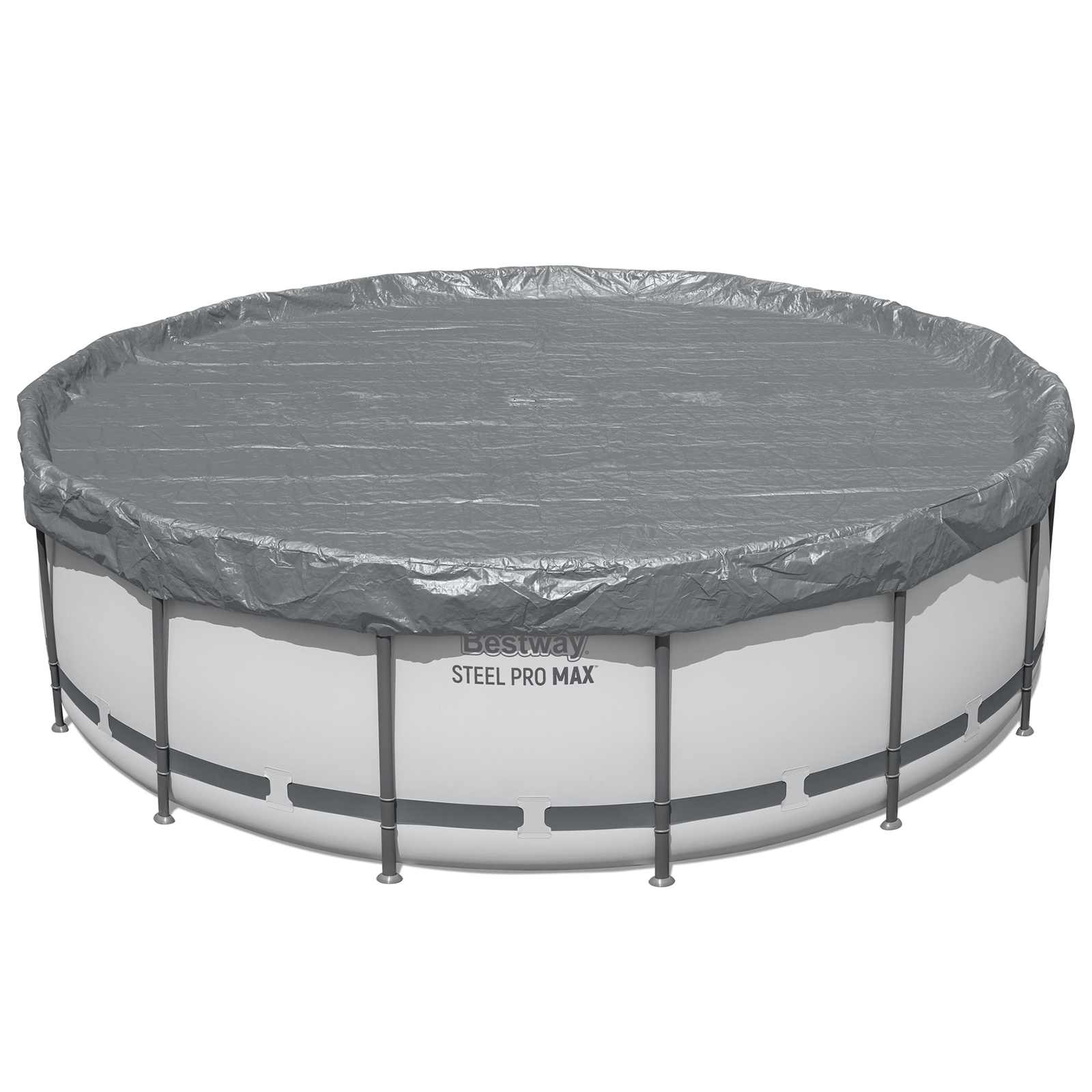Bestway Copertura per piscina Ø4,27 m Rotondo Poliestere Grigio