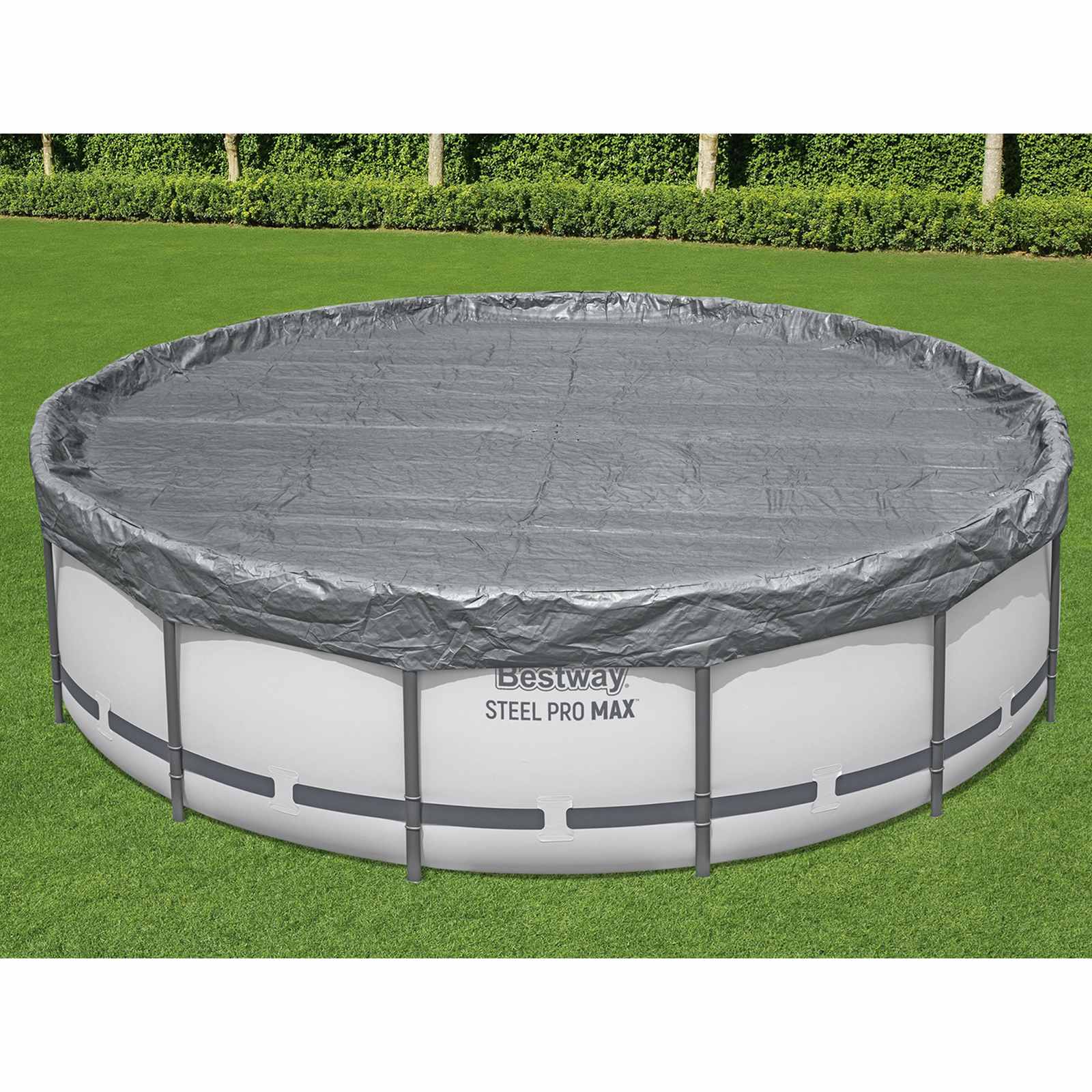Bestway Copertura per piscina Ø4,57 m Rotondo Poliestere Grigio