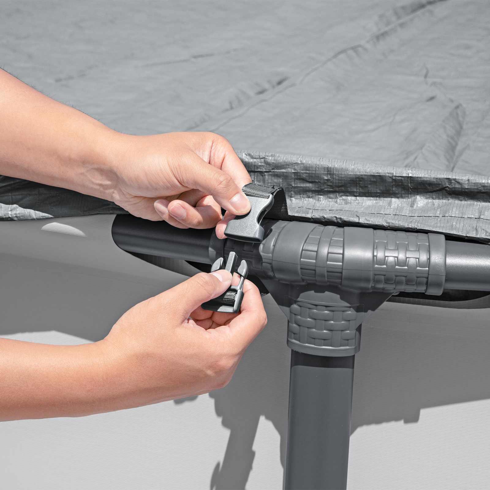 Bestway Copertura per piscina Ø5,49 m Rotondo Poliestere Grigio