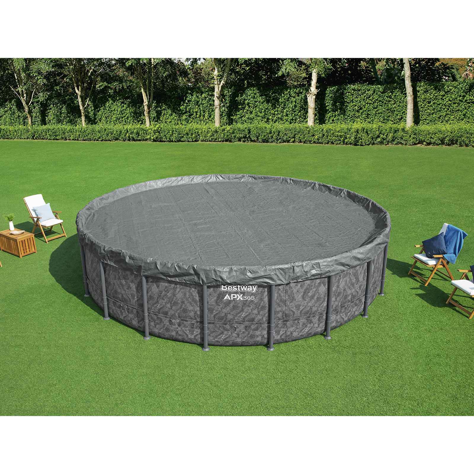 Bestway Copertura per piscina Ø6,1 m Rotondo Poliestere Grigio