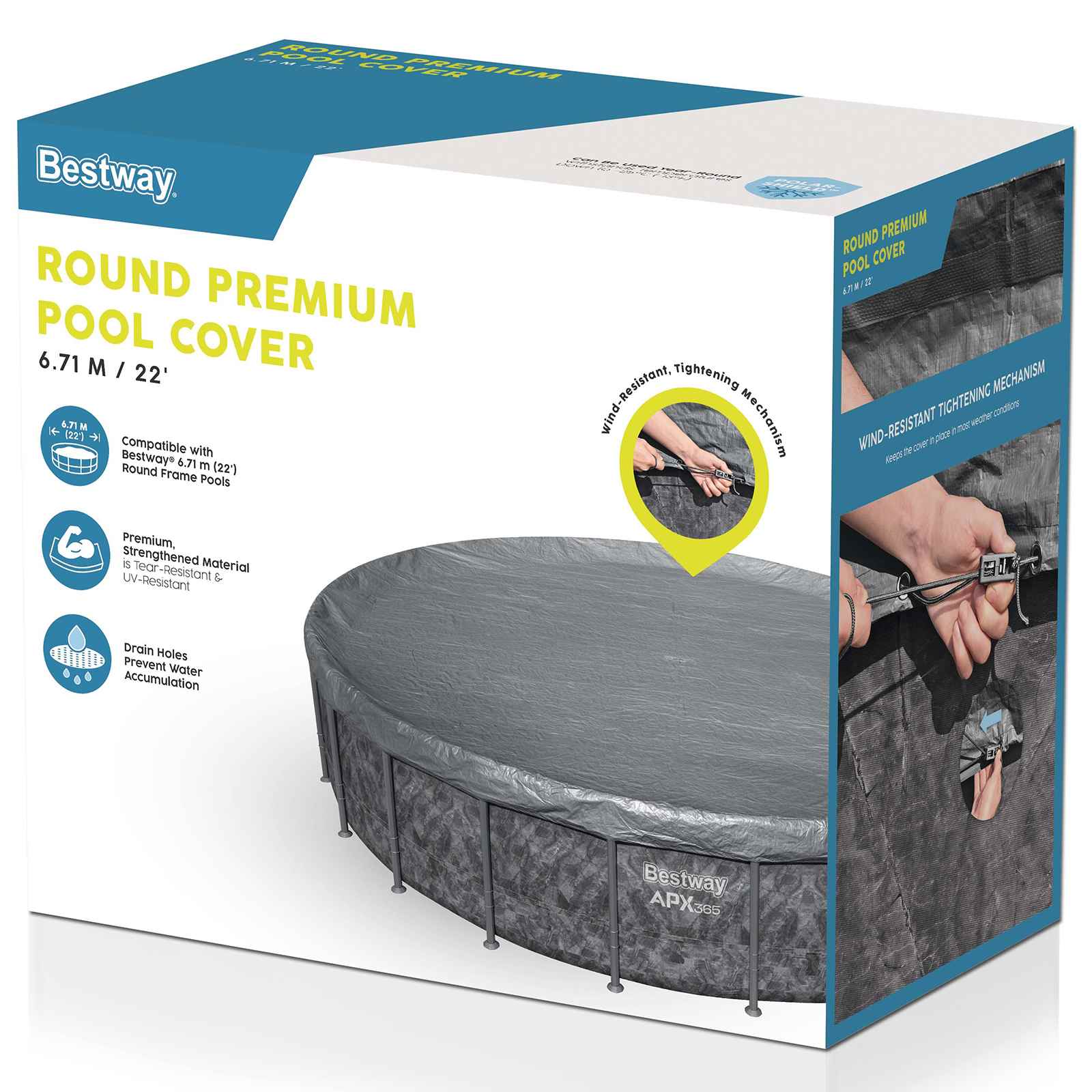 Bestway Copertura per piscina Ø6,71 m Rotondo Poliestere Grigio