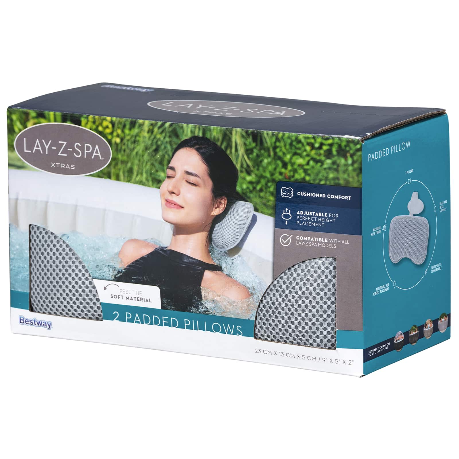 Bestway Cuscino da Spa 2 pz Acciaio e PVC Grigio