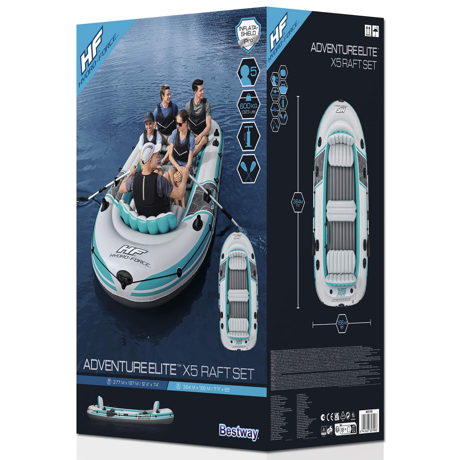 Bestway Gommone gonfiabile Grigio e Bianco 3,64 x 1,66 m PVC