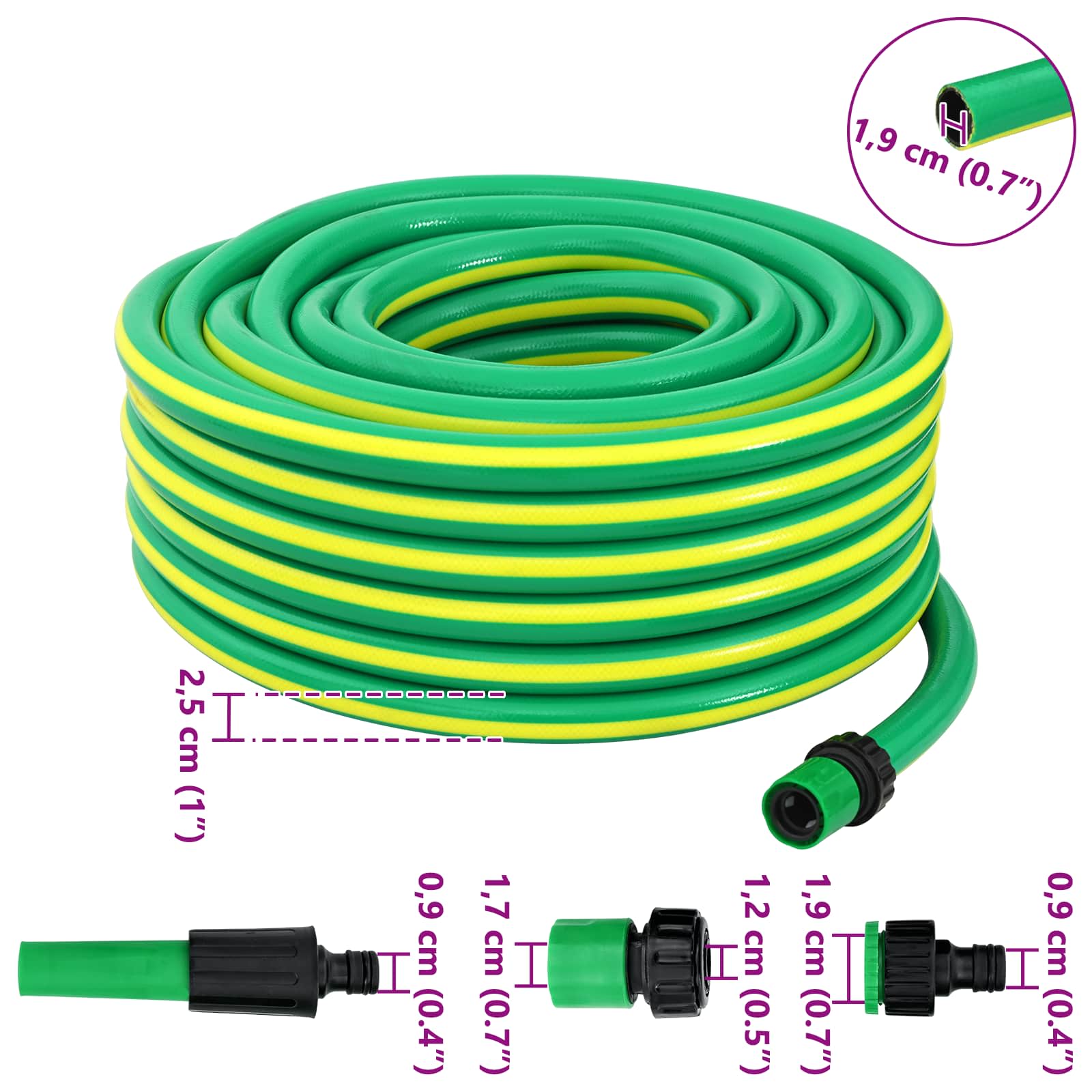 Tubo da Giardino 5-Ply Verde e Giallo 3/4'' 30 m PVC