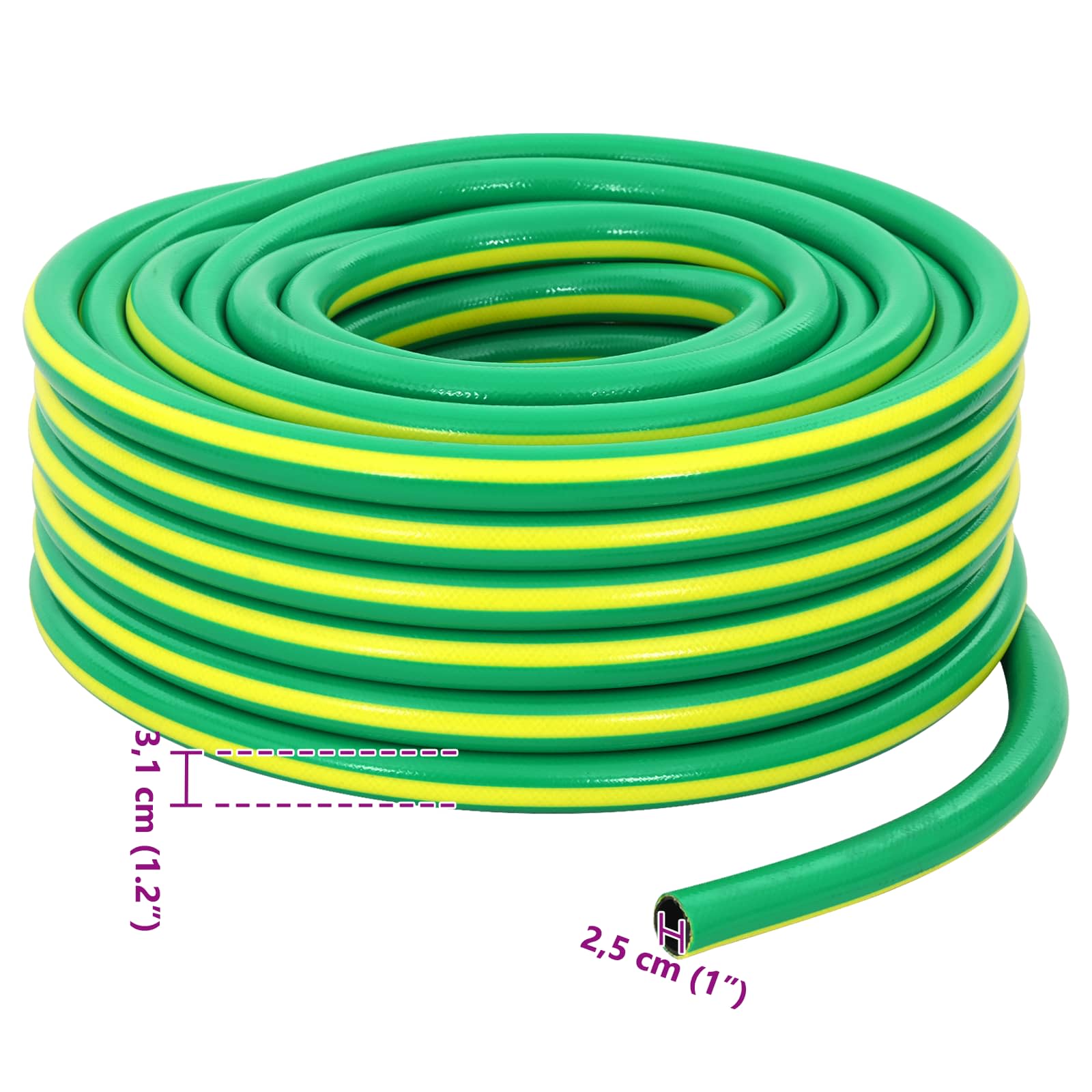 Tubo da Giardino 5-Ply Verde e Giallo 1" 20 m PVC