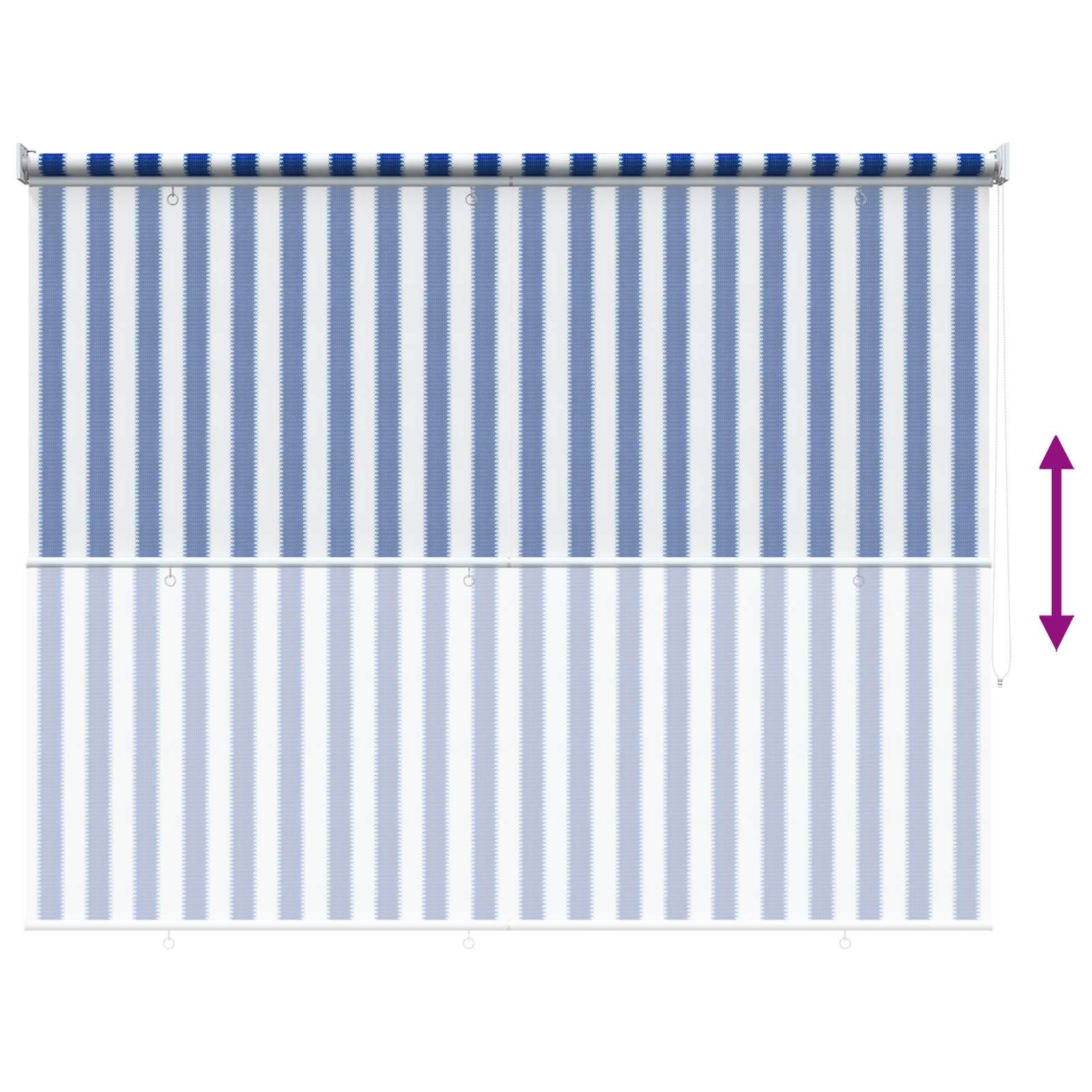 Tenda a Rullo Esterno Blocco UV 90% Strisce Blu e Bianche HDPE