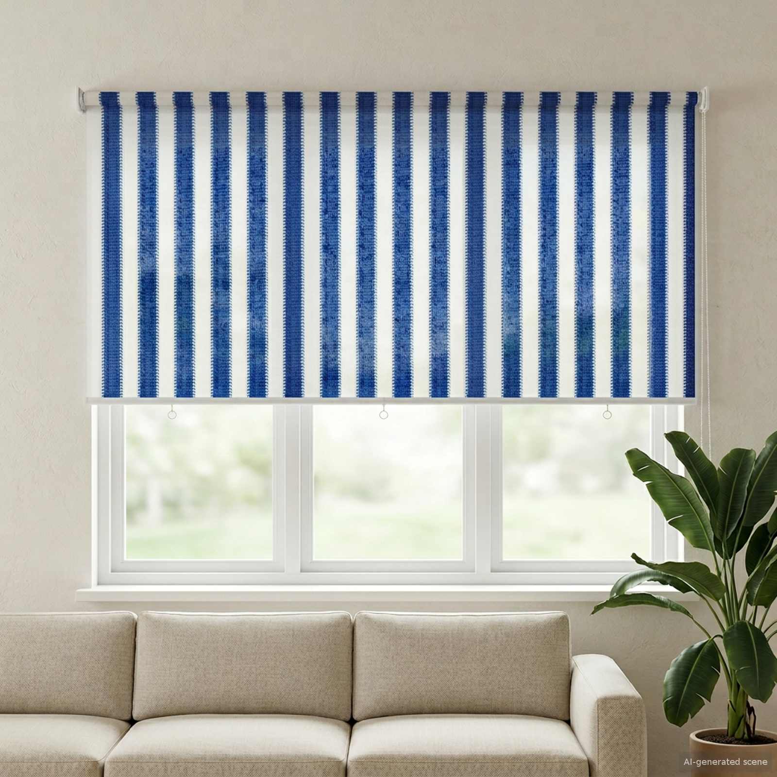 Tenda a Rullo Esterno Blocco UV 90% Strisce Blu e Bianche